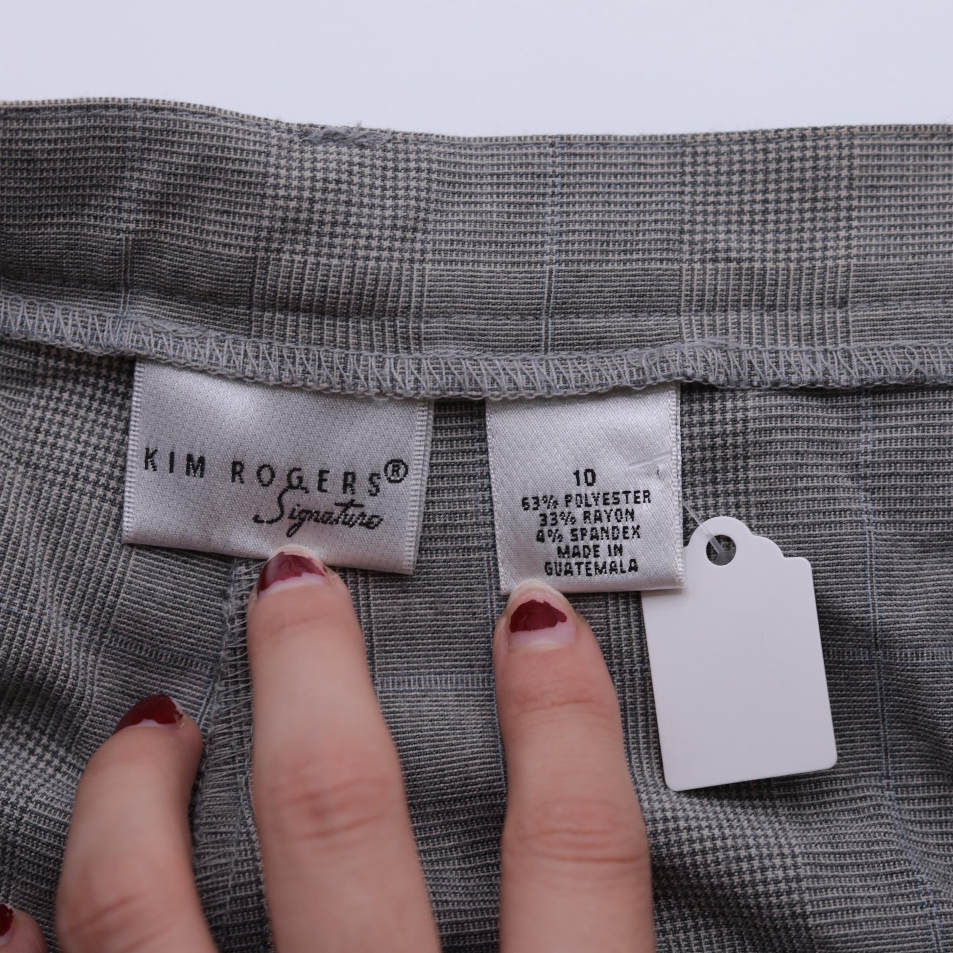 90s Grey Plaid Straight Leg Trousers High Rise Vintage Kim Rogers Medium