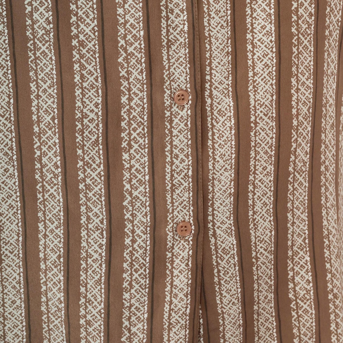 80s Brown & White Striped Puff Sleeve Blouse Collared Button Up Medium