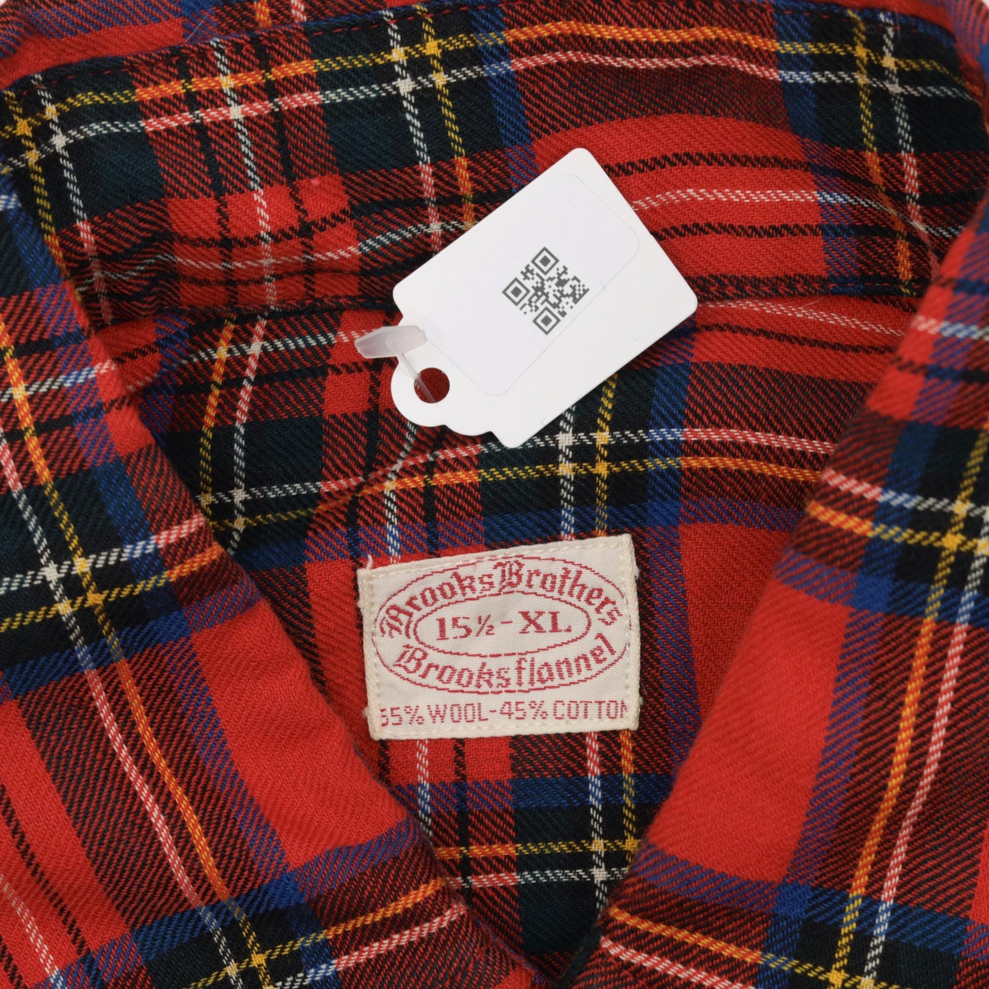 80s Brooks Brothers Red Plaid Wool Blend Button-Up Shirt Extra Large XL