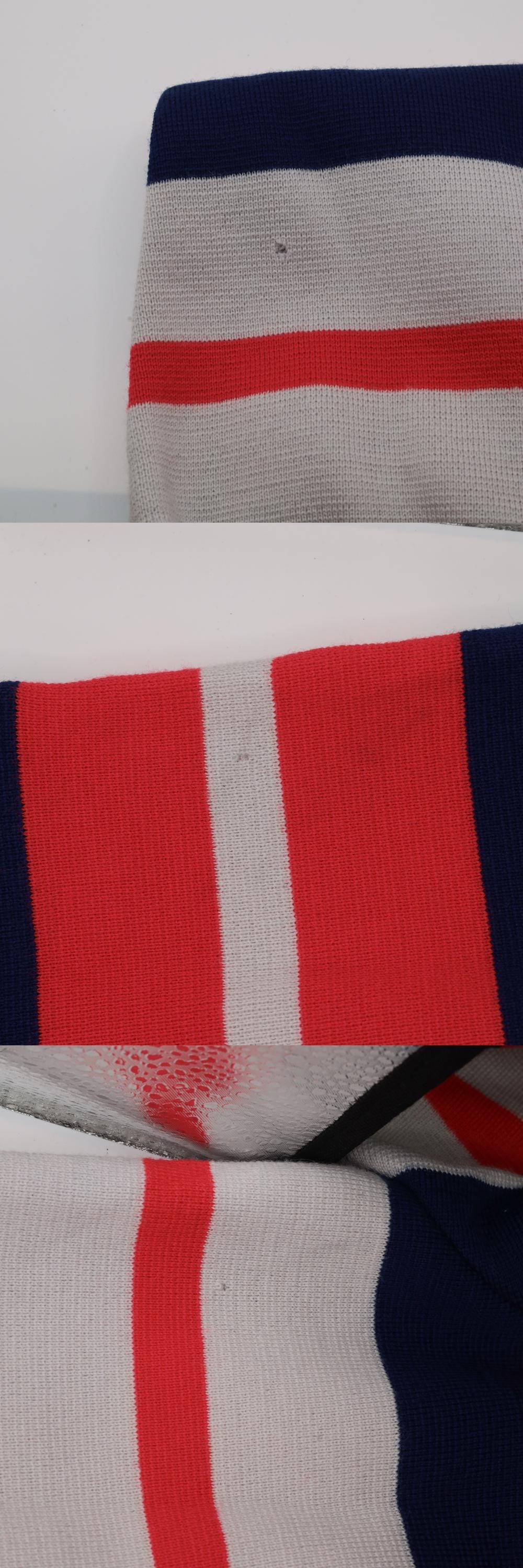 60s Striped Wool Cardigan Sweater Cropped Navy Pink White Small