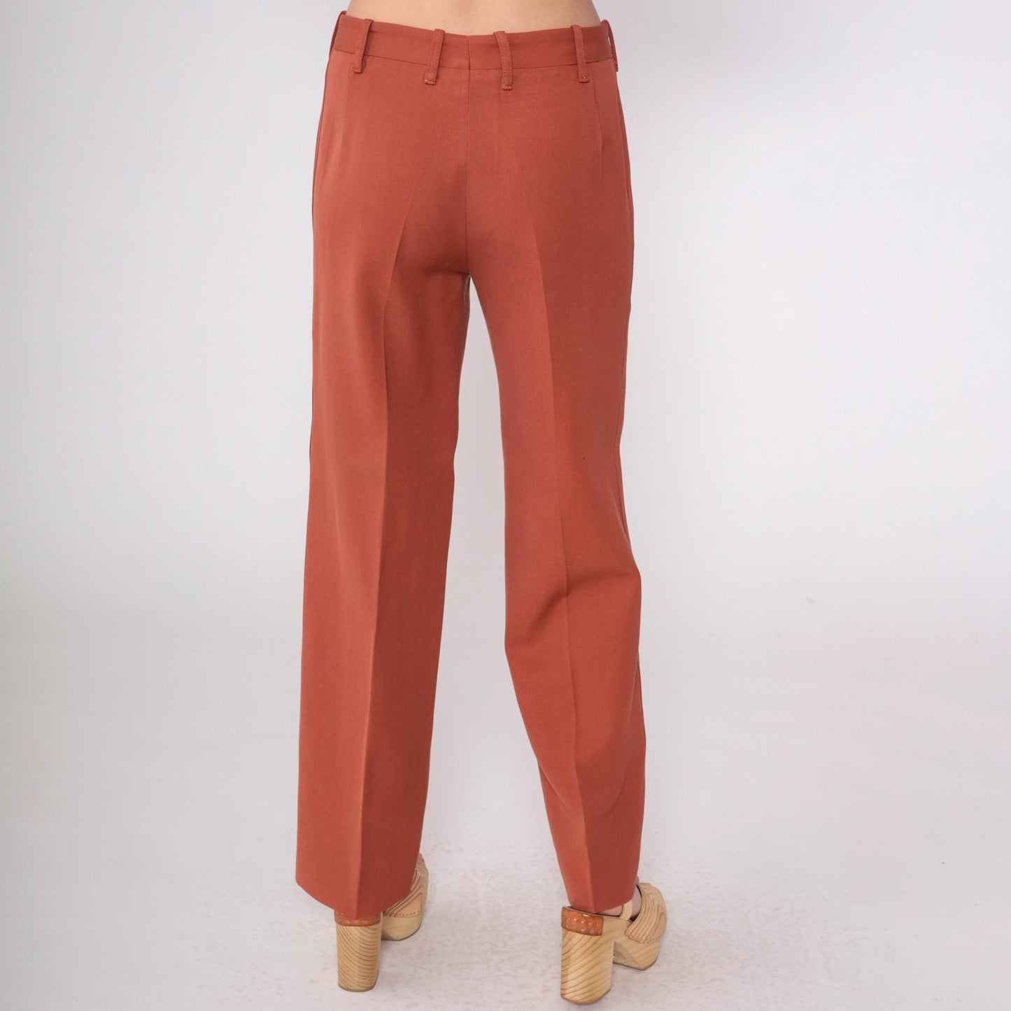70s Terra Cotta High-Rise Straight Leg Trousers Small