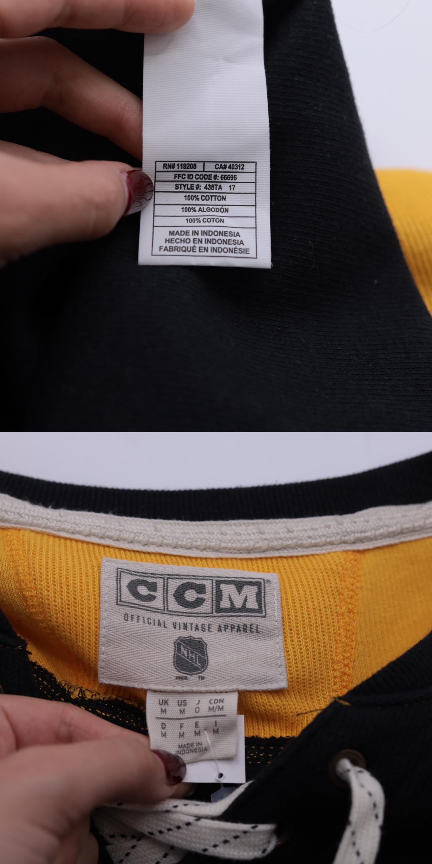 CCM Pittsburgh Penguins Hockey Jersey Black Yellow Lace-Up Medium