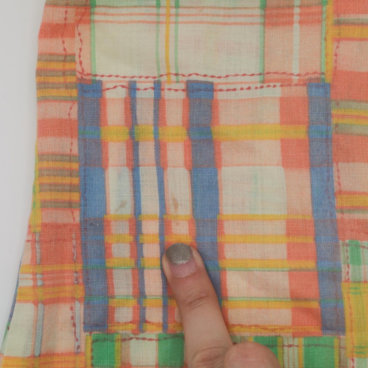 70s Patchwork Plaid Caftan Maxi Dress Wide Sleeve Yellow Peach Small