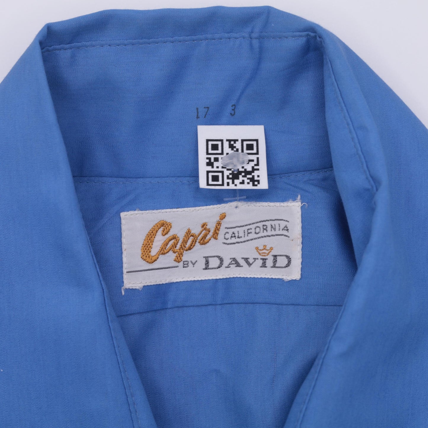 70s Capri by David of California Blue Button-Up Shirt Dagger Collar Large