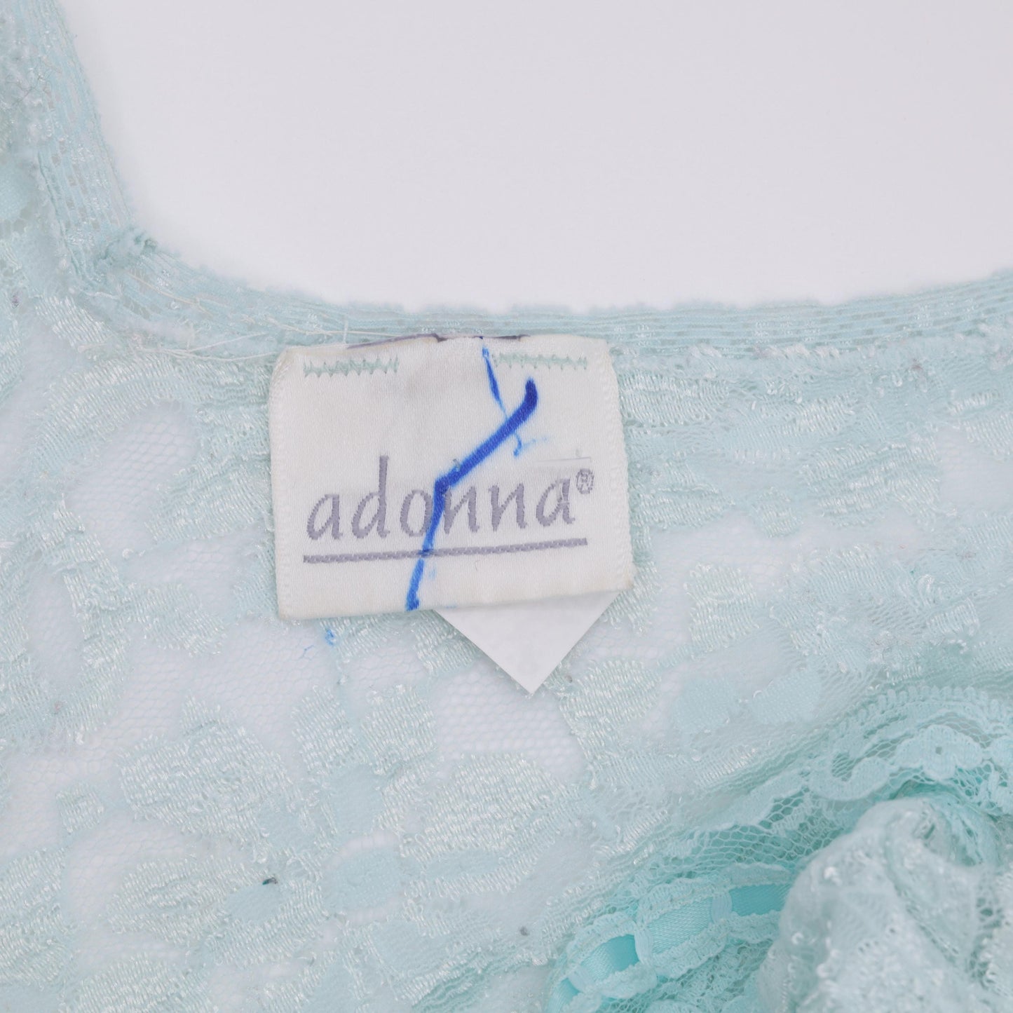 80s Aqua Lace Slip Dress Sheer Flutter Sleeve Nightgown Medium