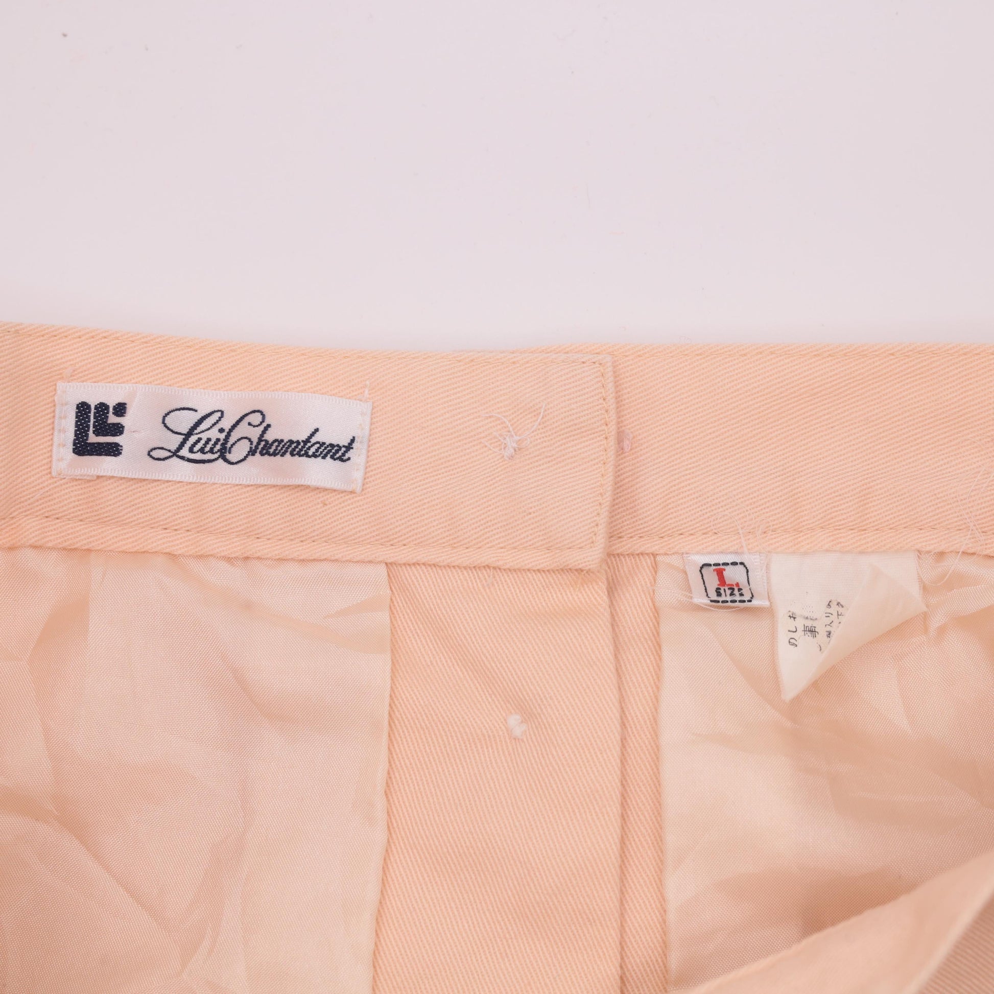 80s Peach Snap-Front Midi Skirt Studded Sides High Waist Medium