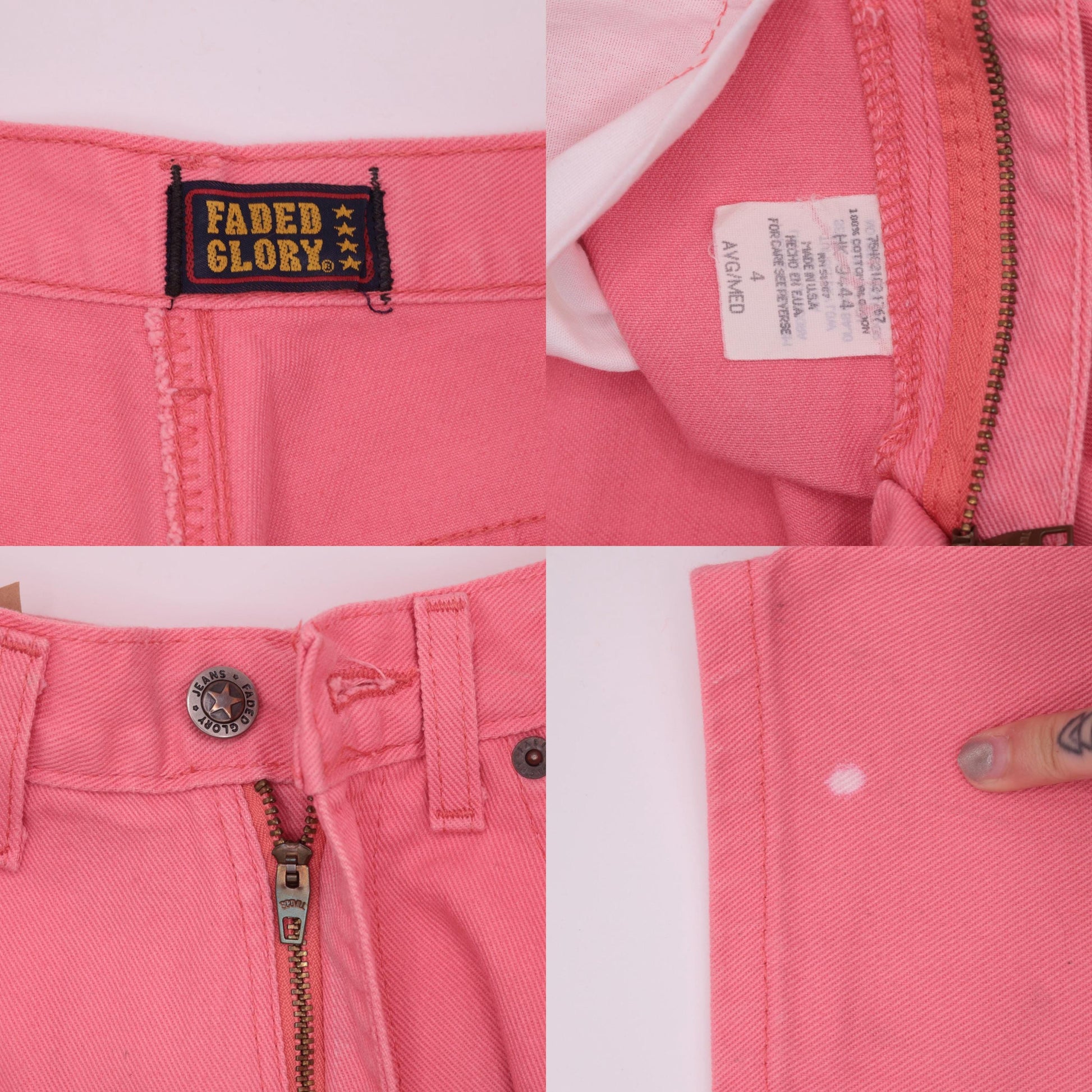 90s Faded Glory Pink Denim Shorts High Waisted Size 4