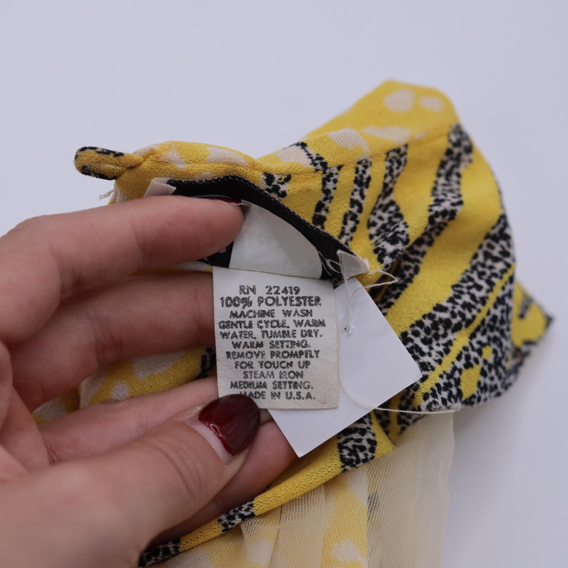 80s Yellow Leopard Striped Midi Dress Puff Sleeve Peplum Bow Drop Waist Large