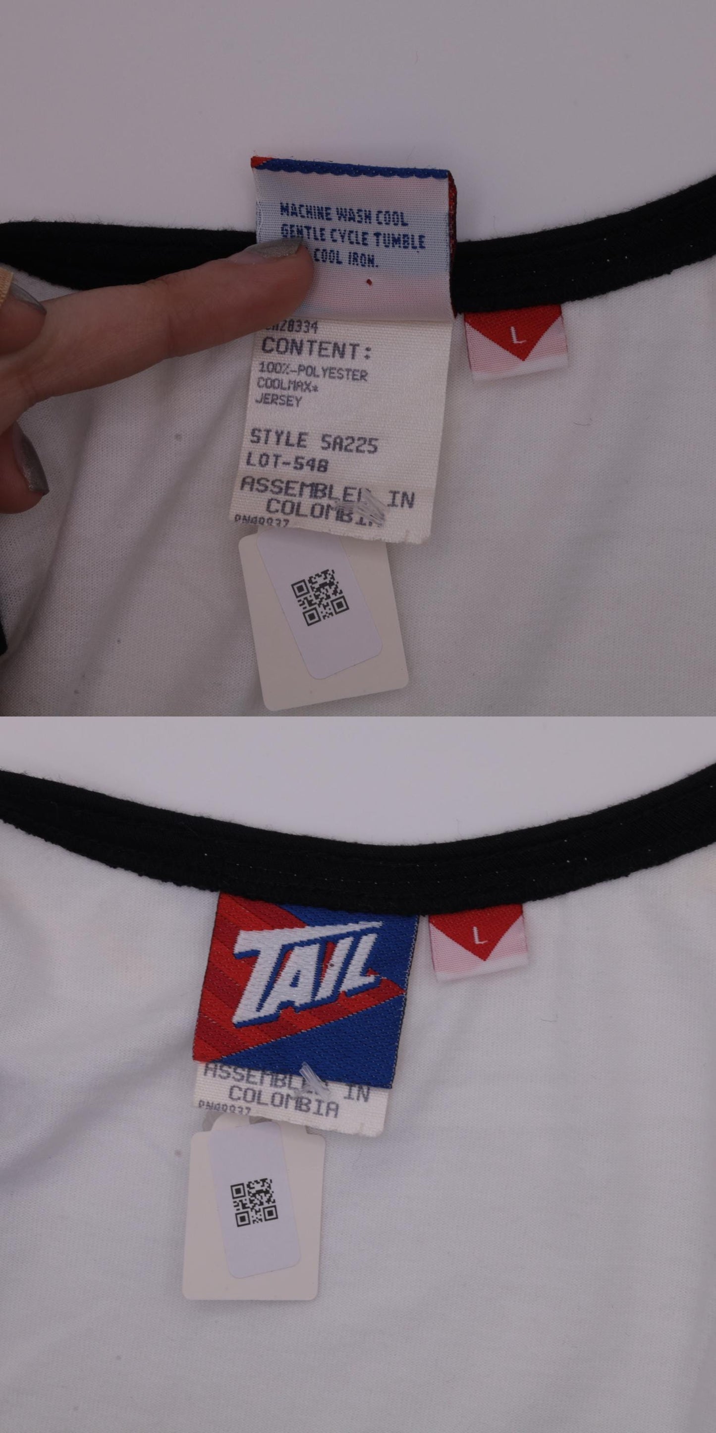 90s Tail Tank Top White Multicolor Striped V-Neck Athletic Medium Large