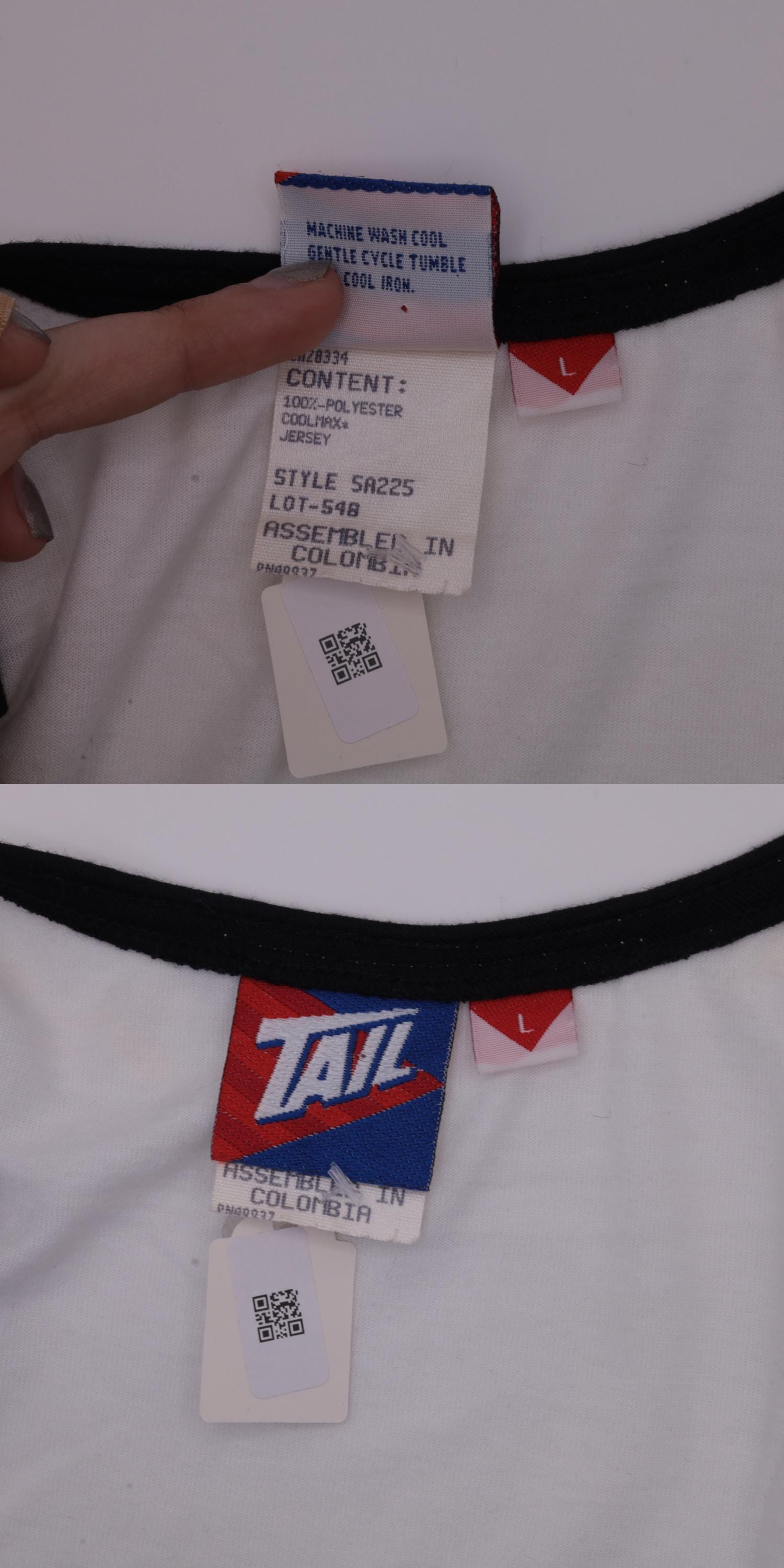 90s Tail Tank Top White Multicolor Striped V-Neck Athletic Medium Large