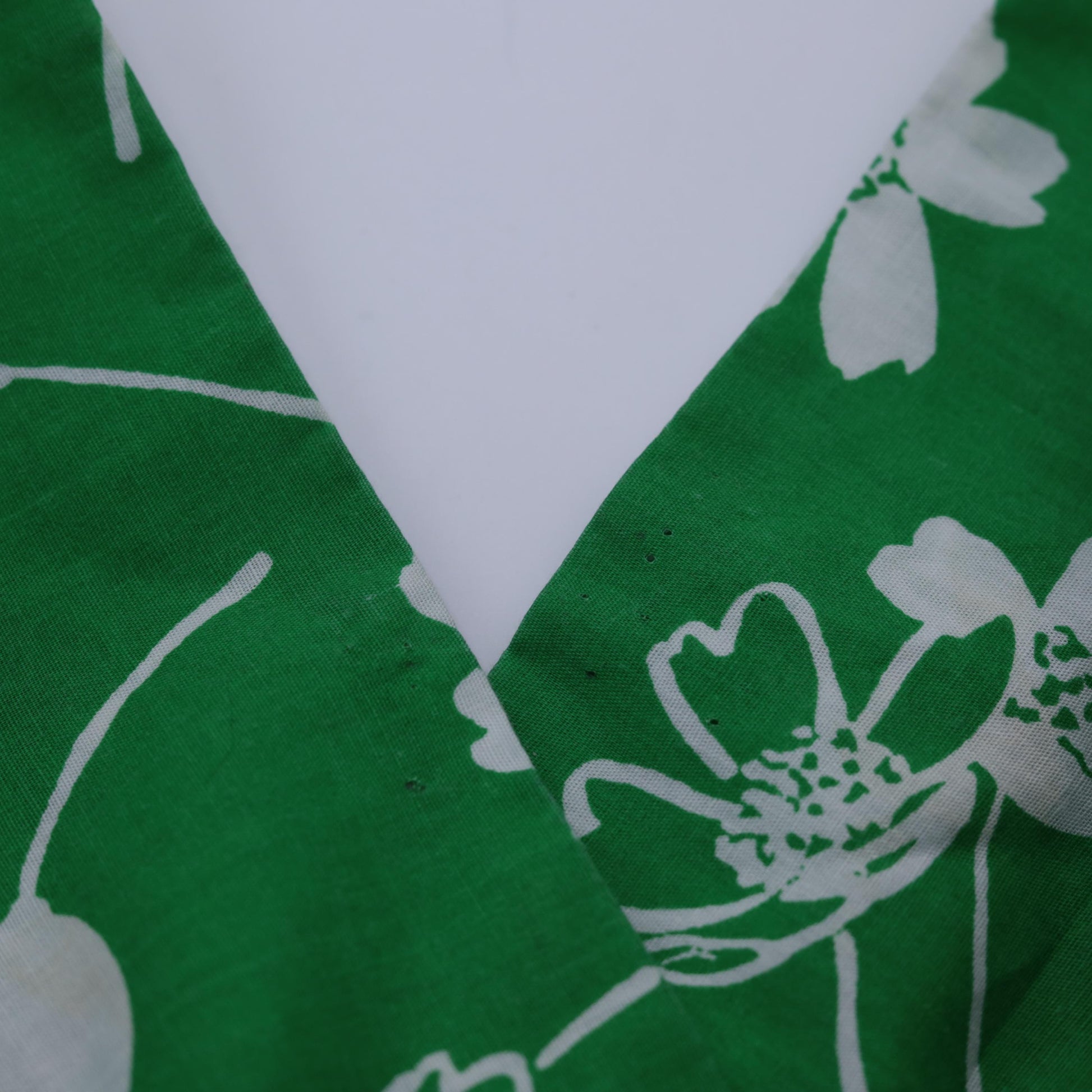 70s Green Floral Midi Wrap Dress Sleeveless High Waist White Belt Large