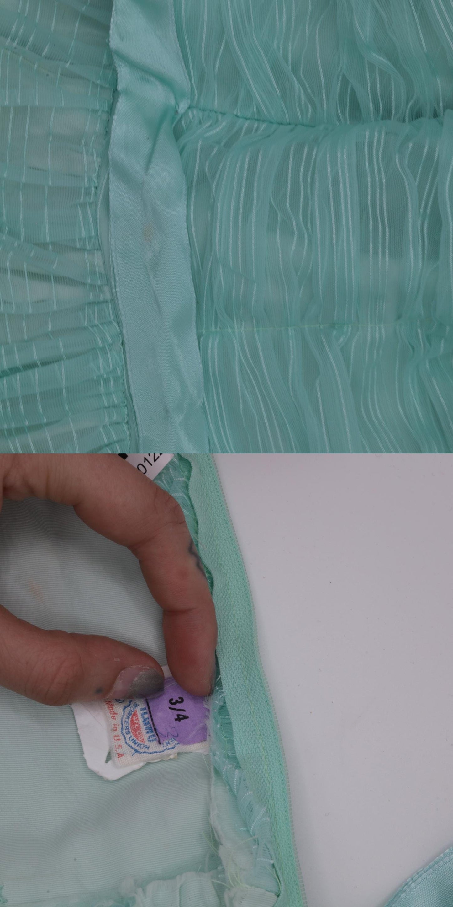 70s Aqua Maxi Dress Spaghetti Strap High Waist Floor Length Extra Small