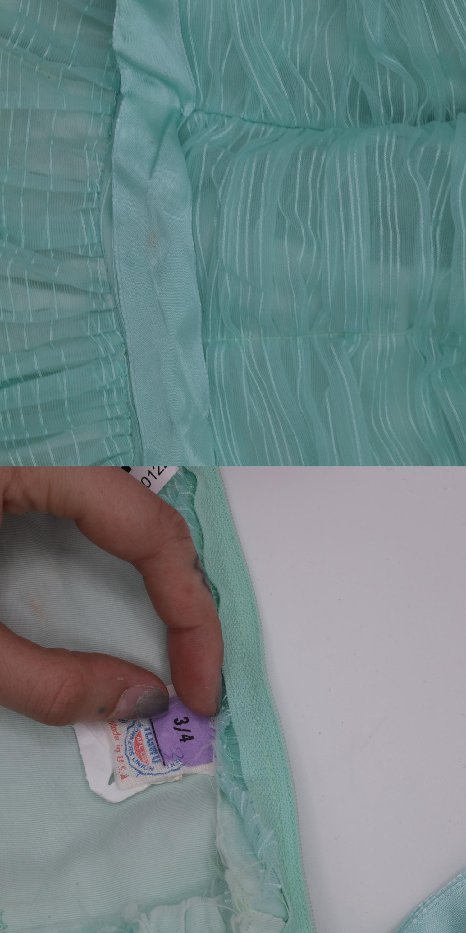 70s Aqua Maxi Dress Spaghetti Strap High Waist Floor Length Extra Small