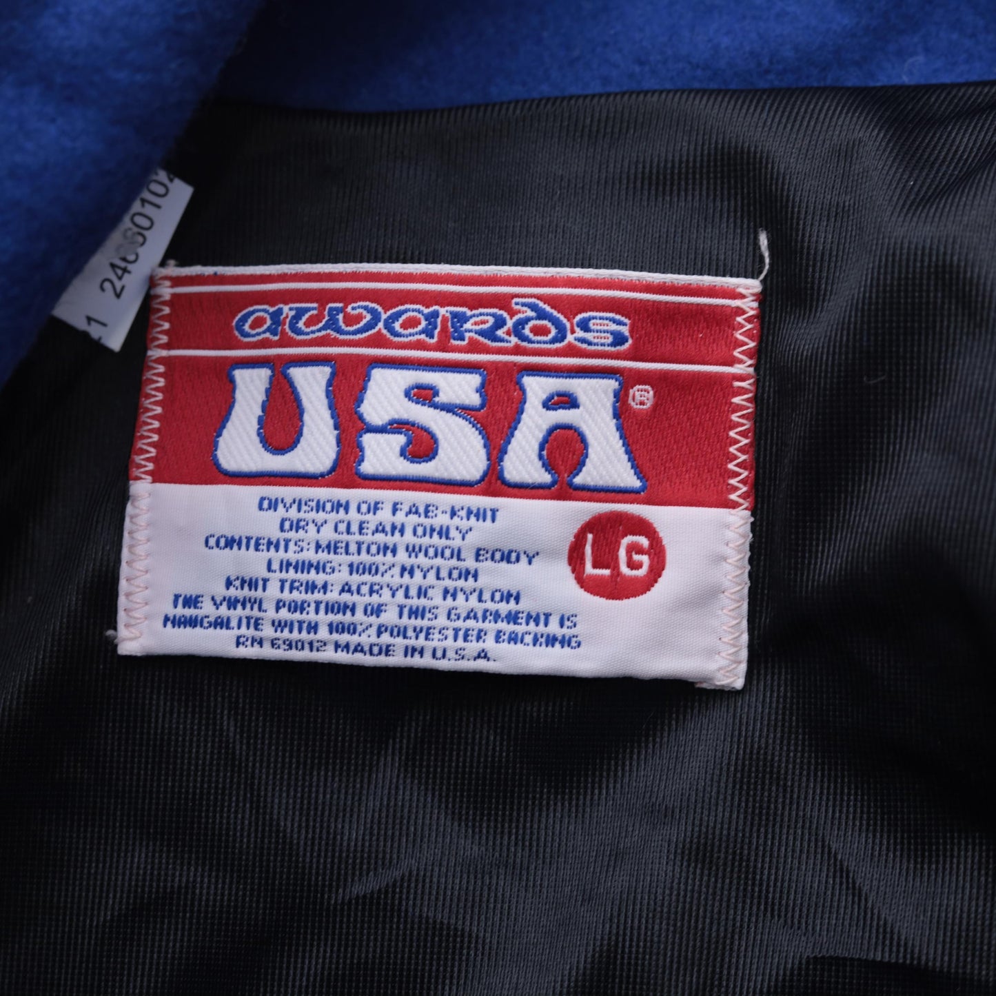 90s Varsity Jacket Blue Red Wool Melton Leather Sleeves SG Patch Men's Large L