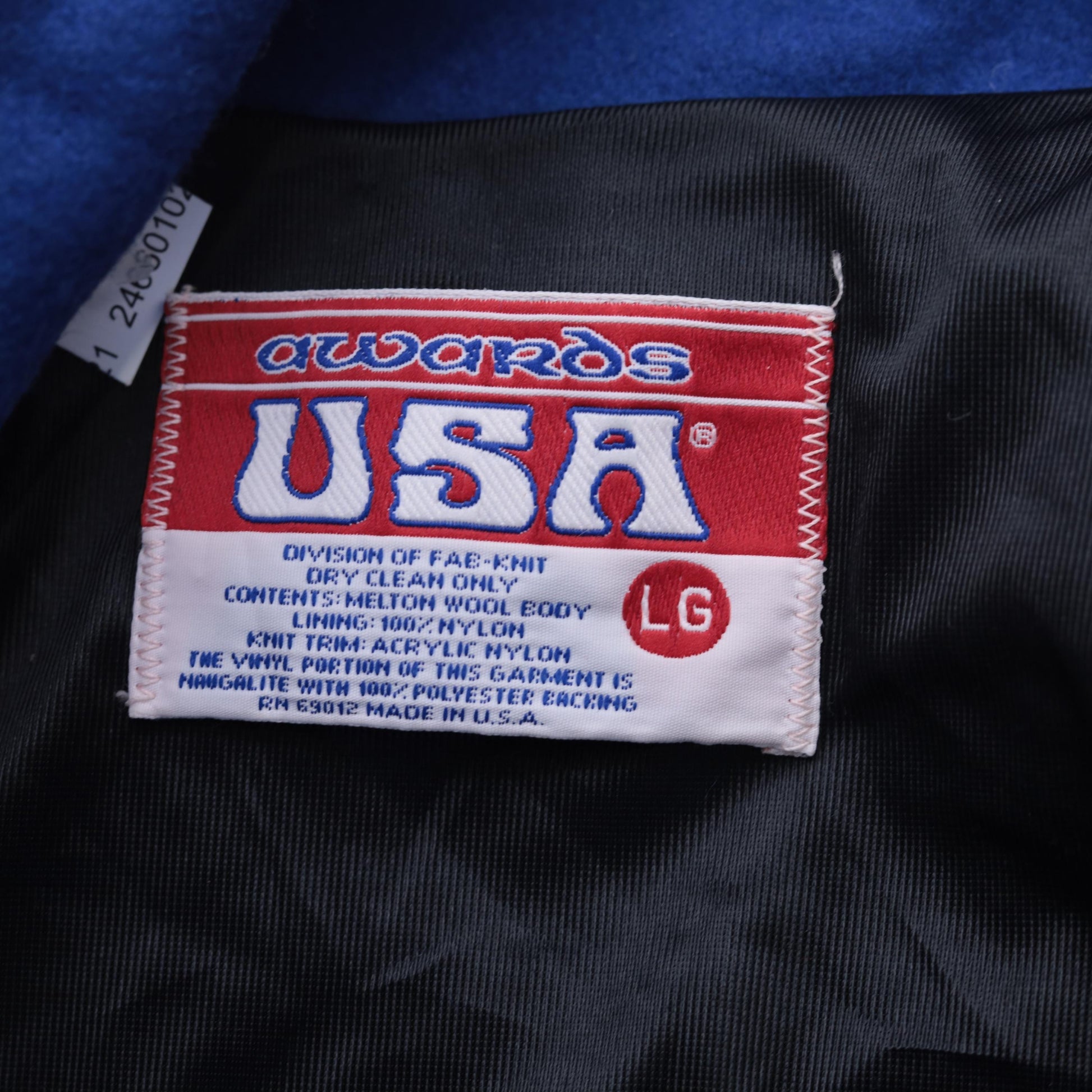 90s Varsity Jacket Blue Red Wool Melton Leather Sleeves SG Patch Men's Large L