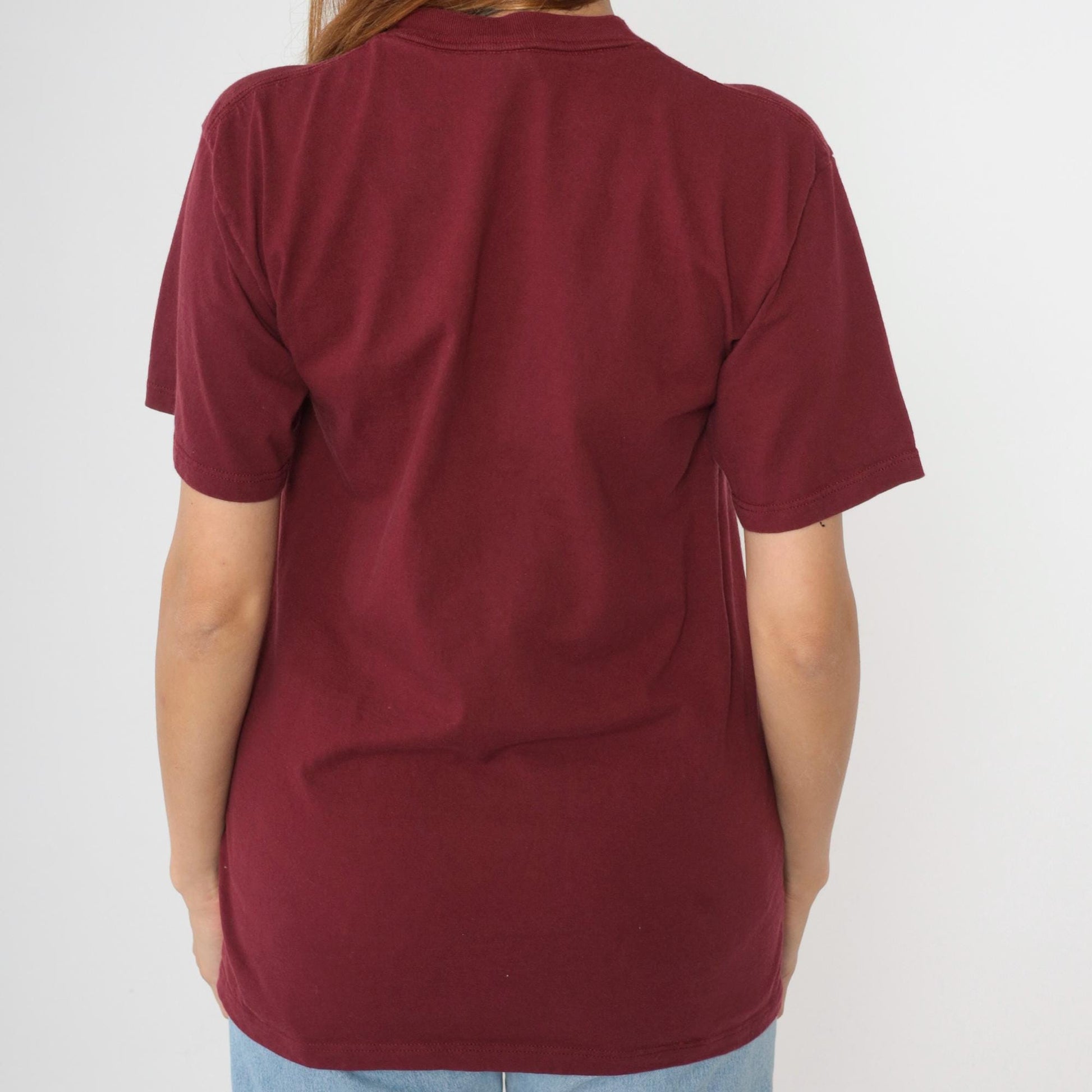 90s Newport Beach California Graphic Tee Burgundy Cotton Medium
