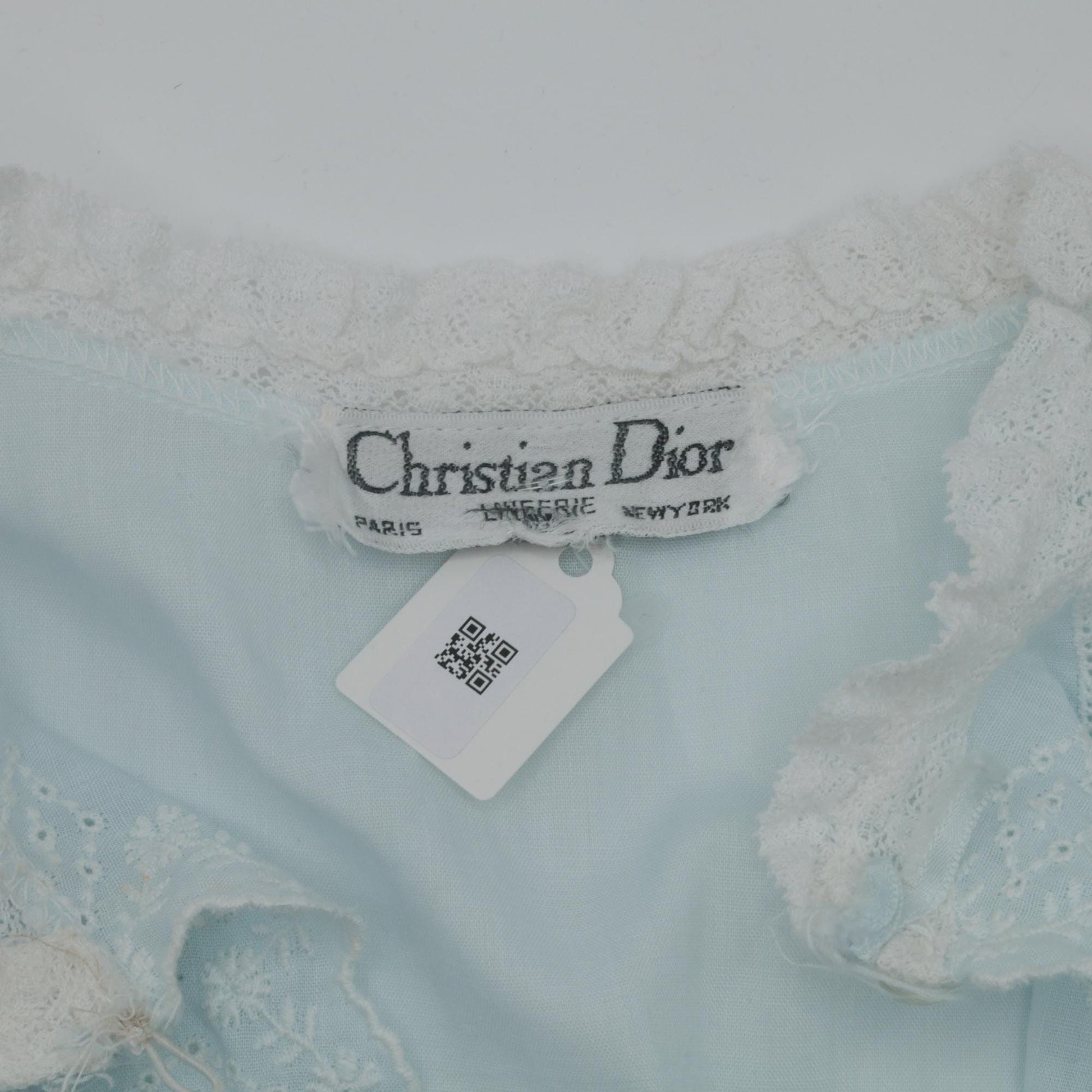 80s Christian Dior Baby Blue Floral Embroidered Nightgown Mini Sleeveless Small
