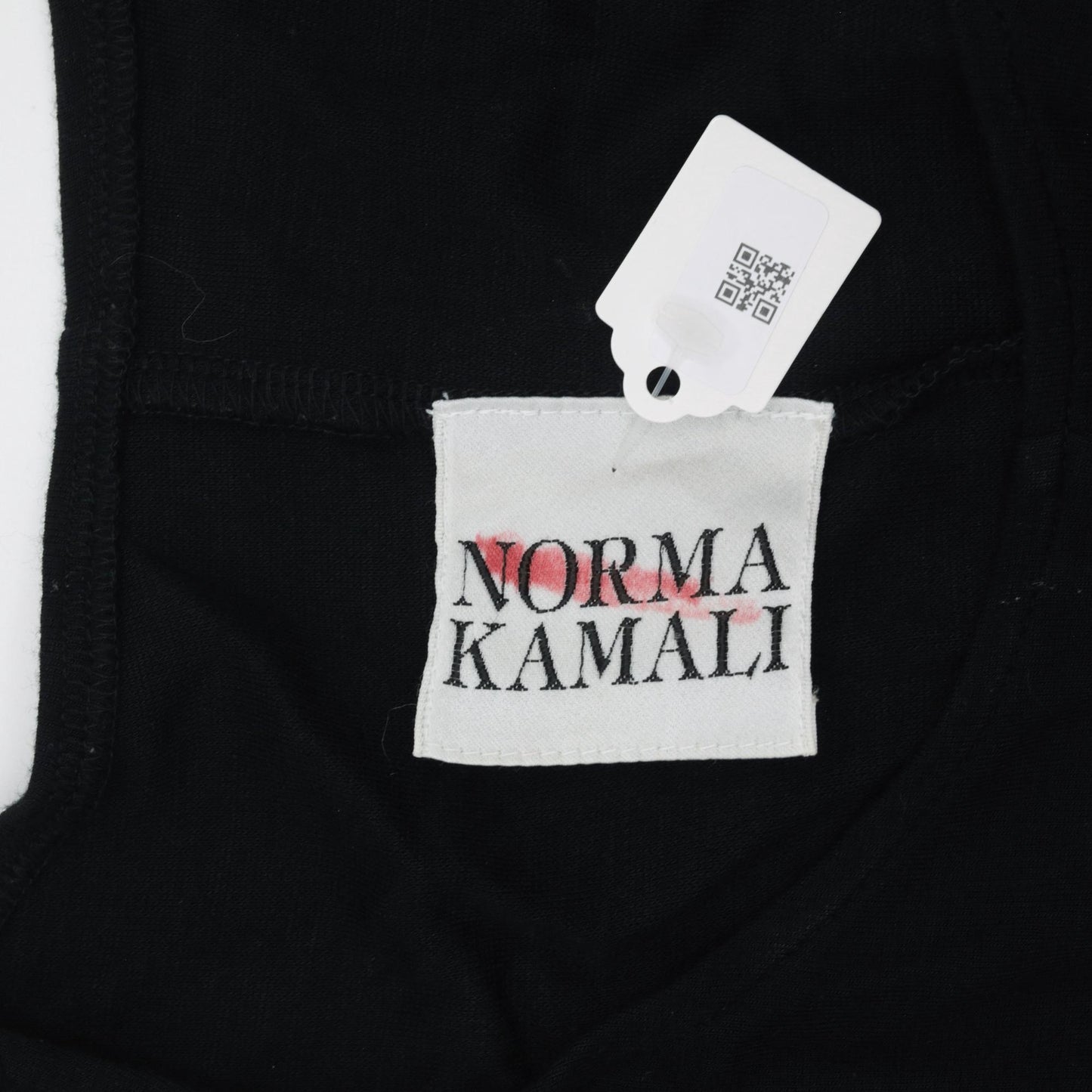 90s Norma Kamali Black Mini Dress Lace-Up Back Long Sleeve Scoop Neck Small Medium