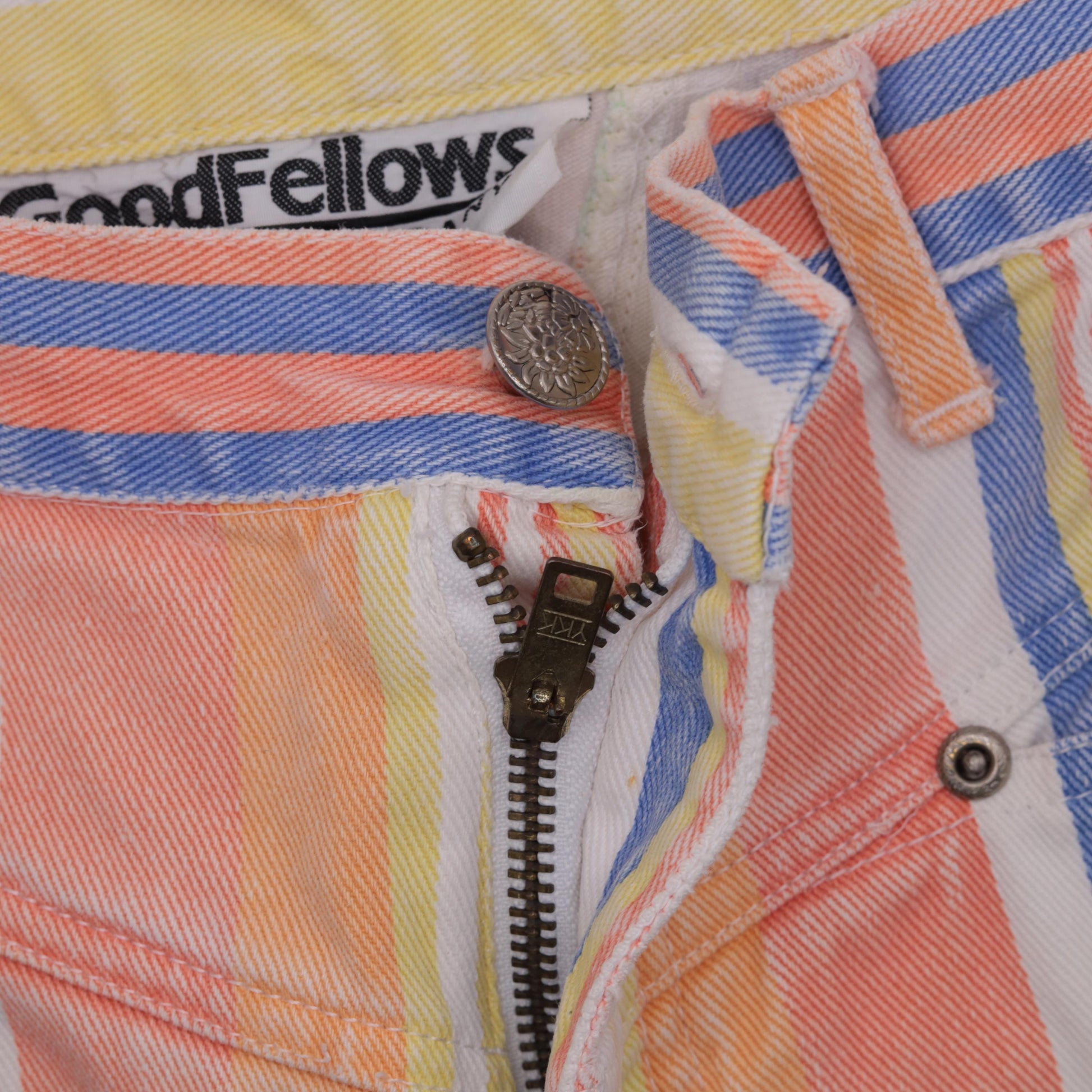 90s Good Fellows Rainbow Striped Denim Shorts High Waist Multicolor Extra Small