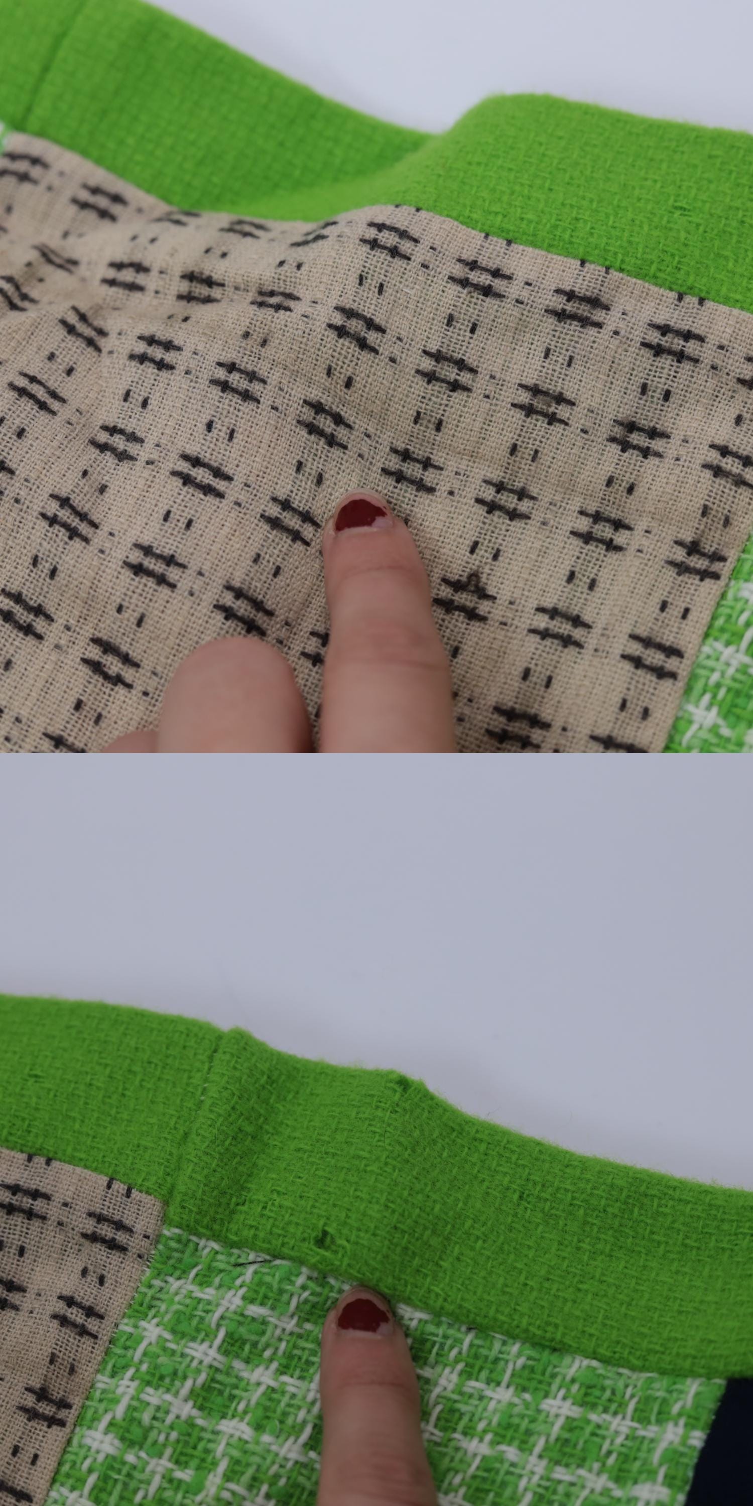 1970s Patchwork Plaid Maxi Skirt Lime Green Checkered Small