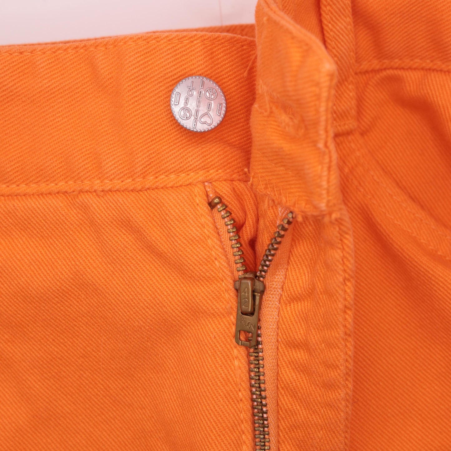 90s Bongo Denim Bermuda Shorts Bright Orange High Waist Extra Small