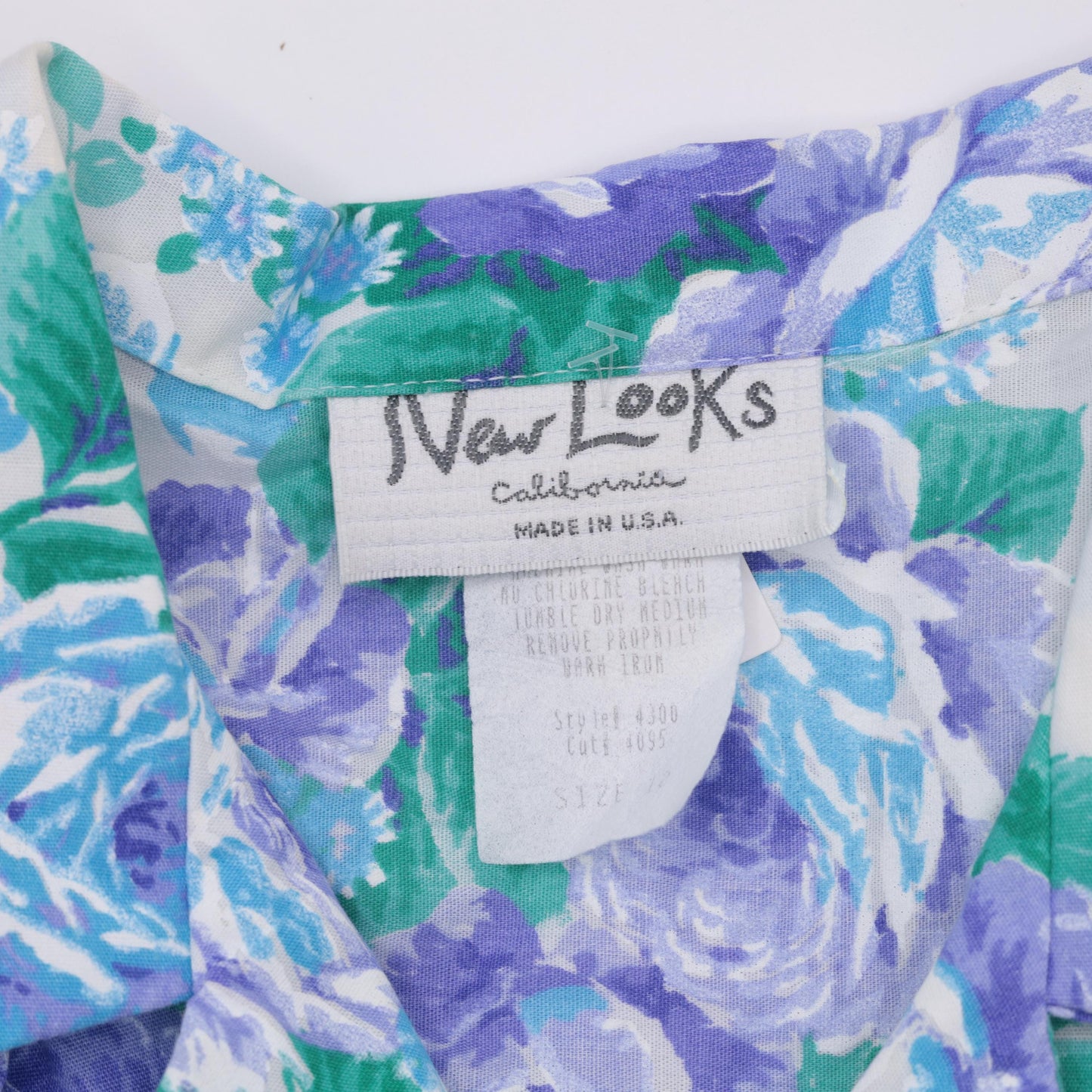 80s Floral Midi Dress Purple Rose Print High Waist Button Up Cap Sleeve Medium
