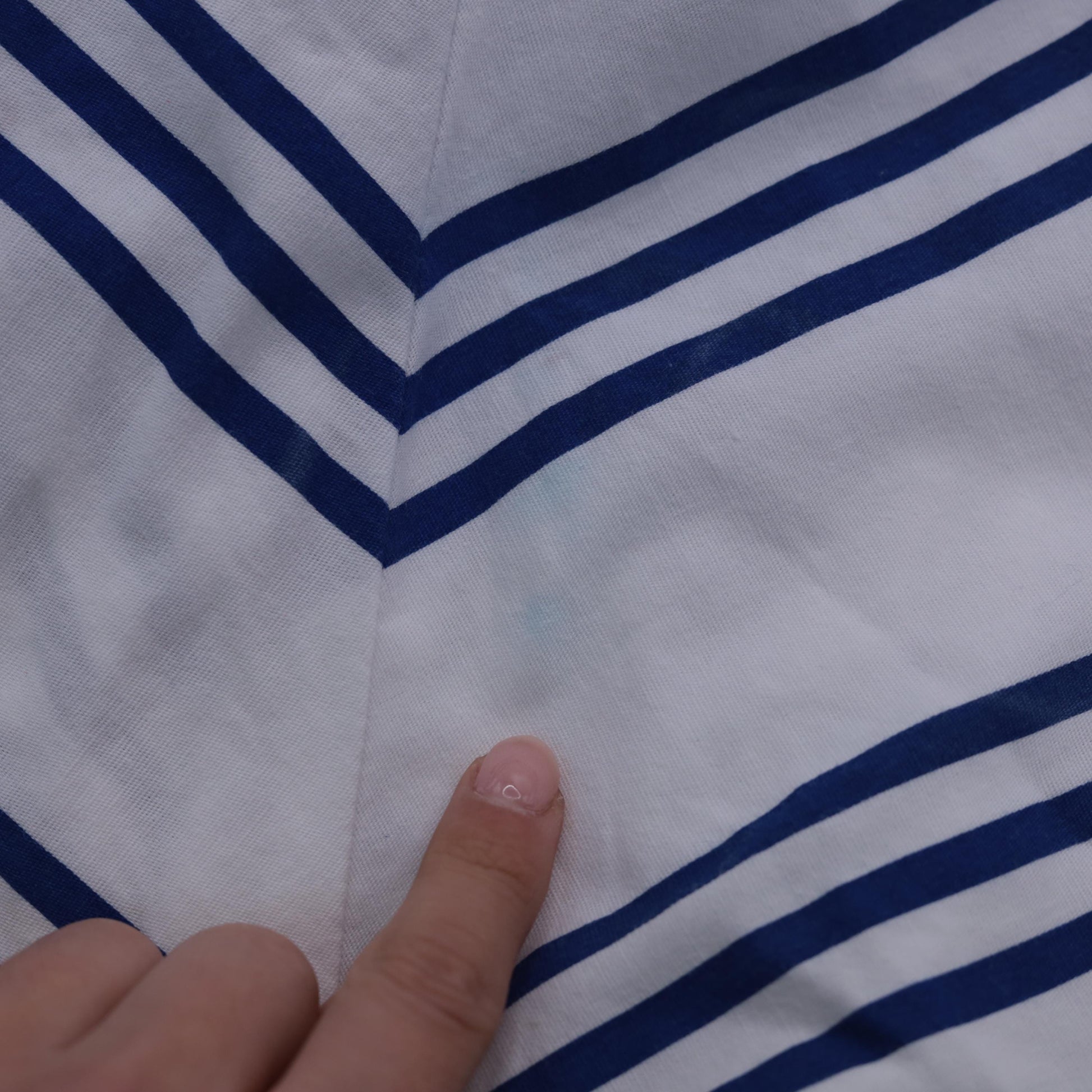 70s Lanz Originals Chevron Midi Sundress Blue White High Waist Small