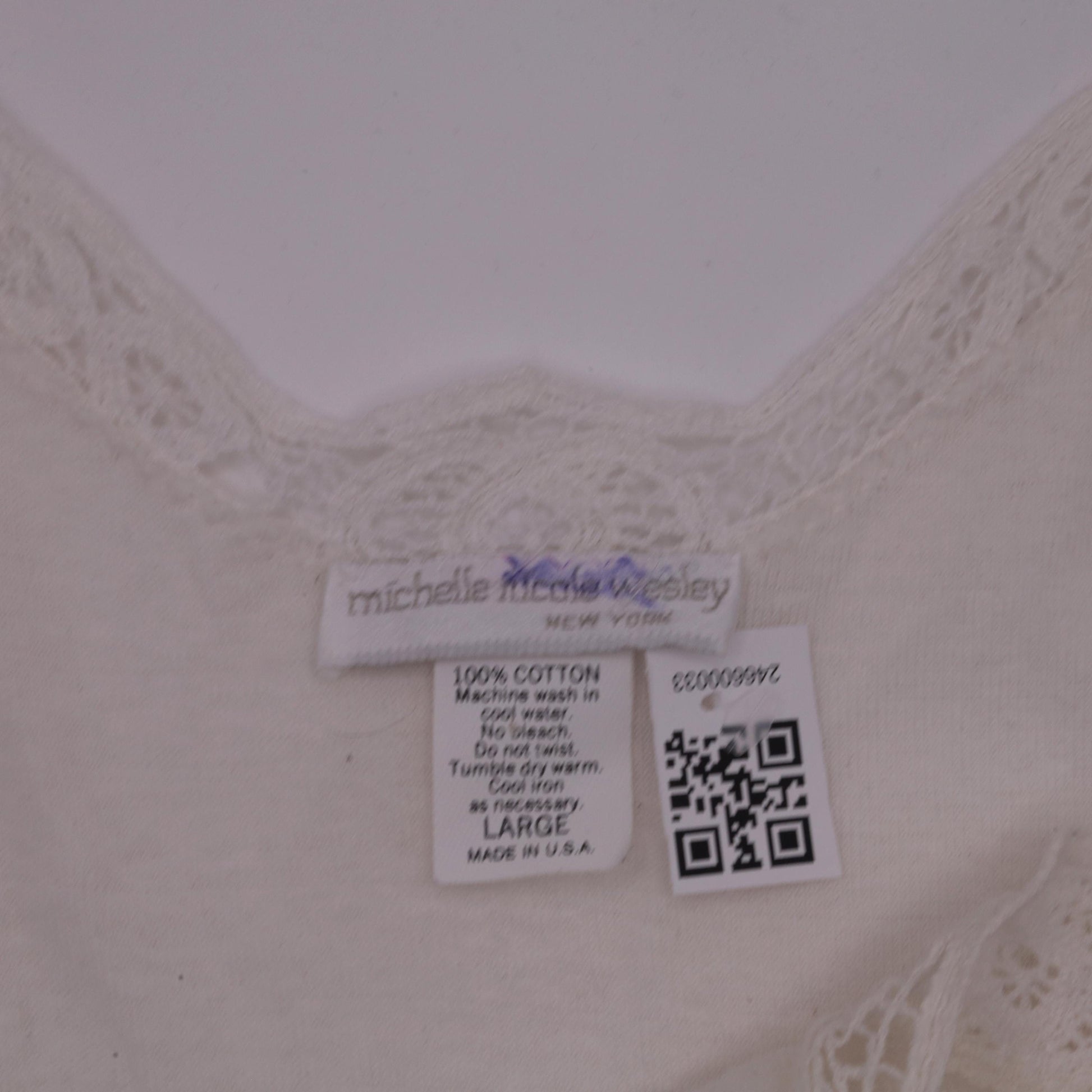 90s White Cotton Slip Dress Midi Lace Trim Spaghetti Strap Small