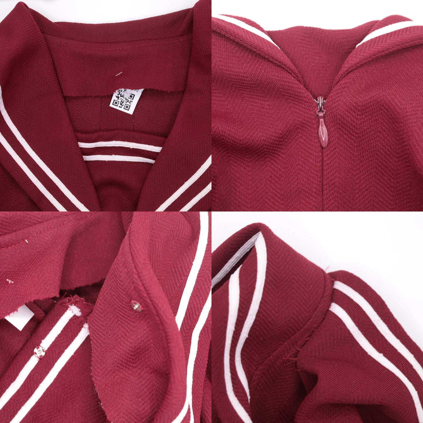 70s Sailor Collar Jumpsuit Burgundy Bell Bottom Zip Front Small