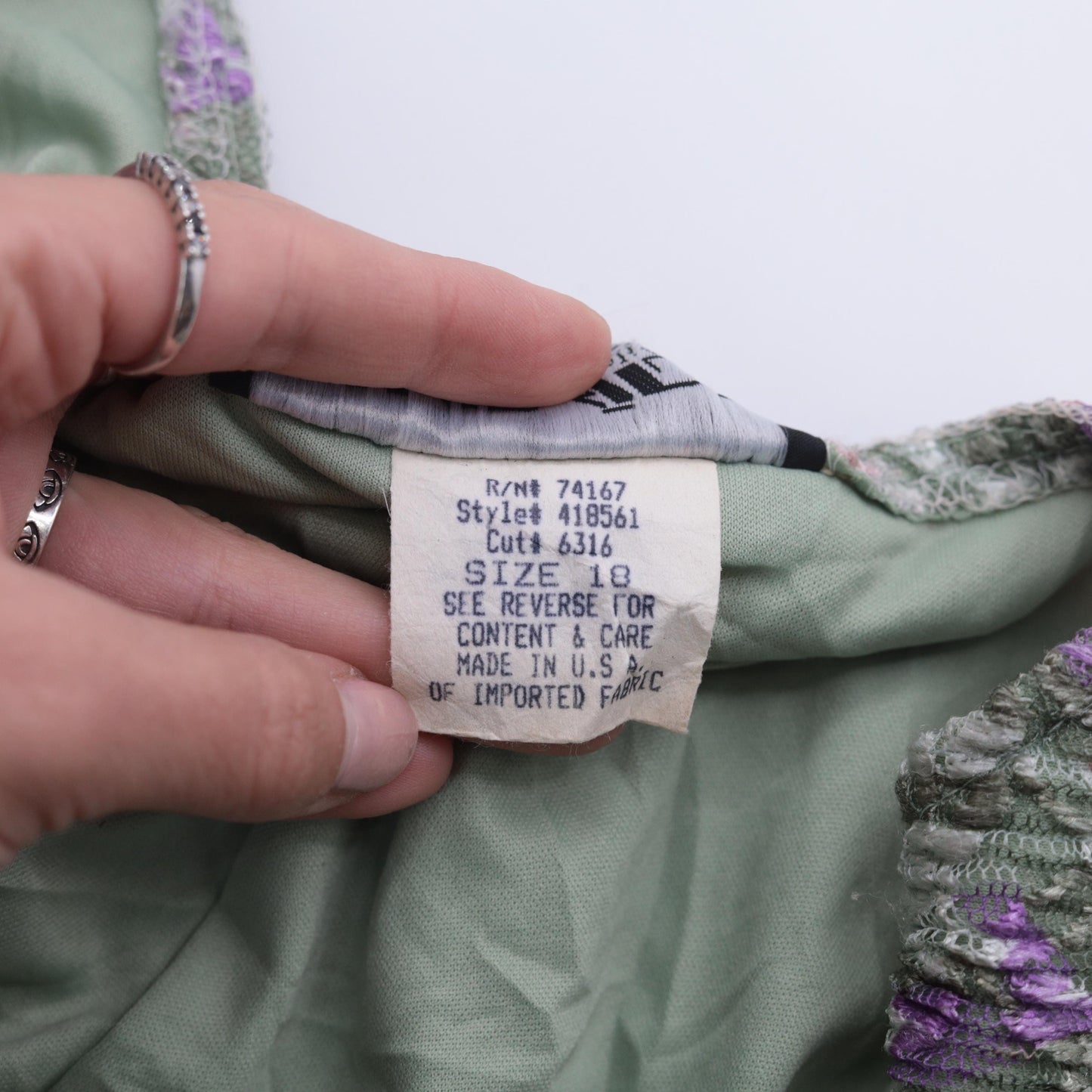 90s Shar Ade of California Pastel Green Floral Lace Maxi Dress Plus Size XXL