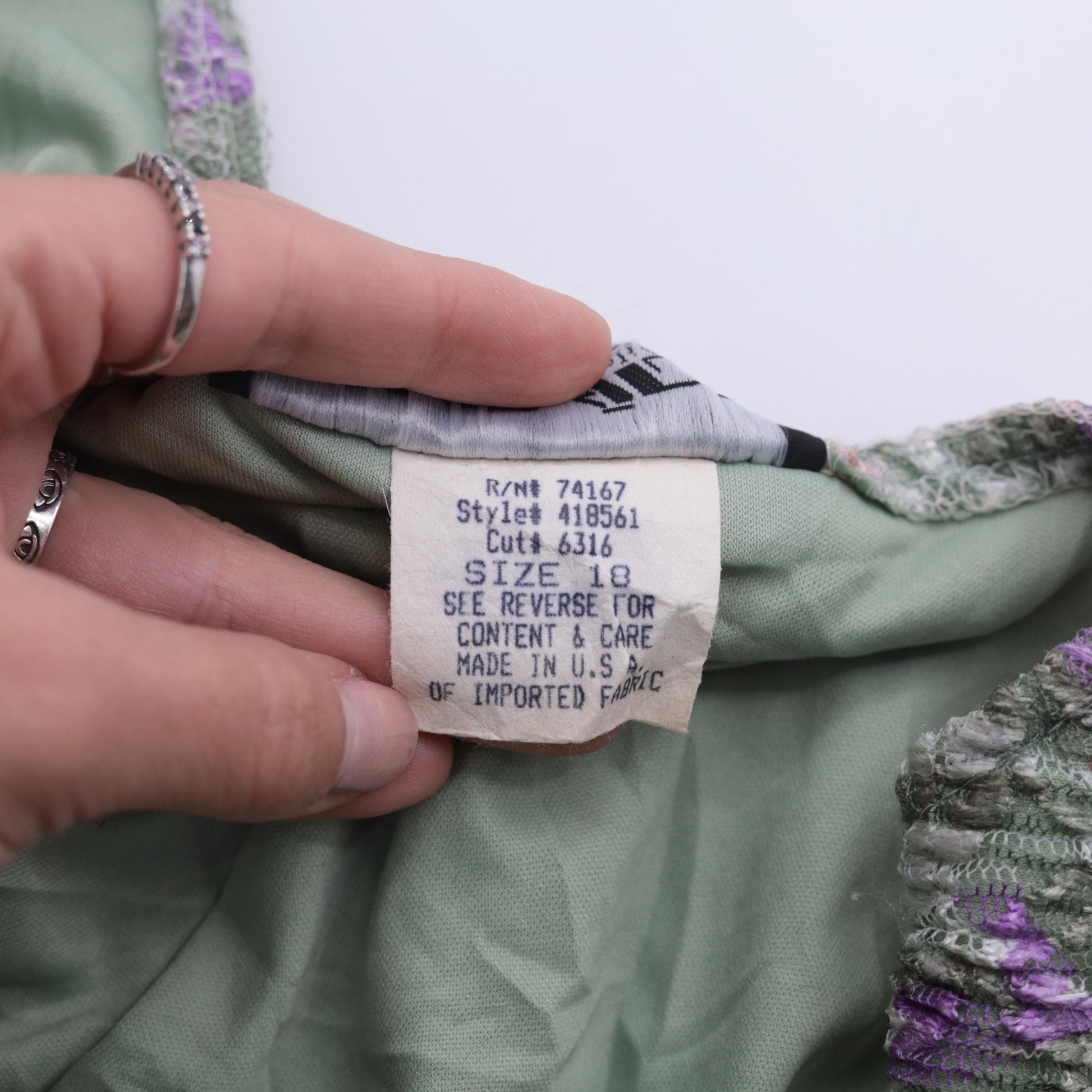90s Shar Ade of California Pastel Green Floral Lace Maxi Dress Plus Size XXL