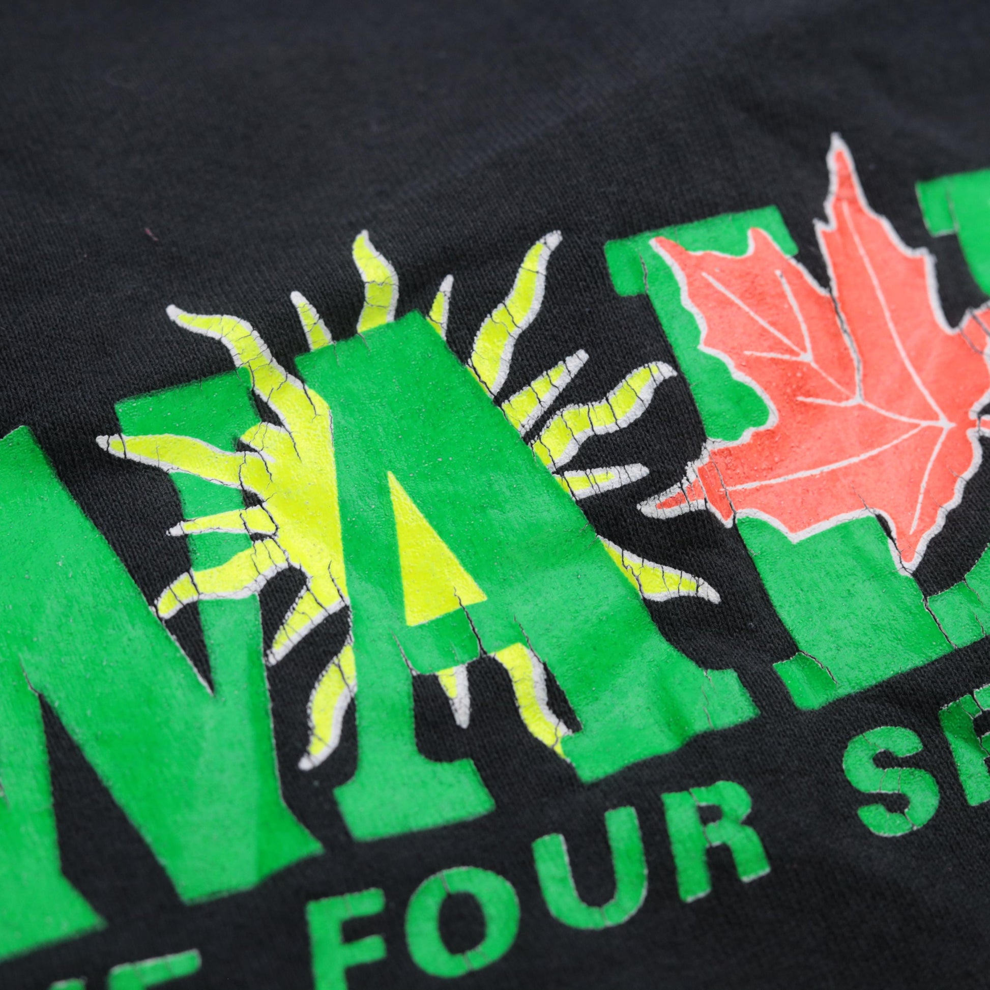 90s Lee Walk The Four Seasons Neon Graphic Sweatshirt Black Raglan Large