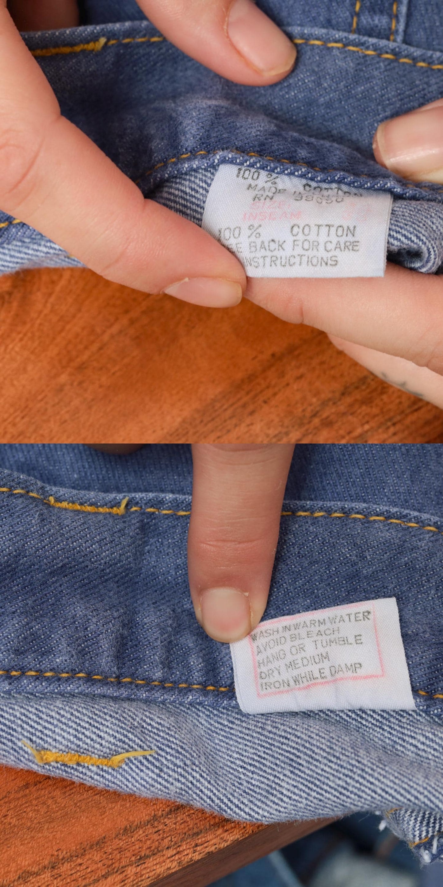 70s Bell Bottom Jeans Denim Mid Rise Blue Jean Team Medium