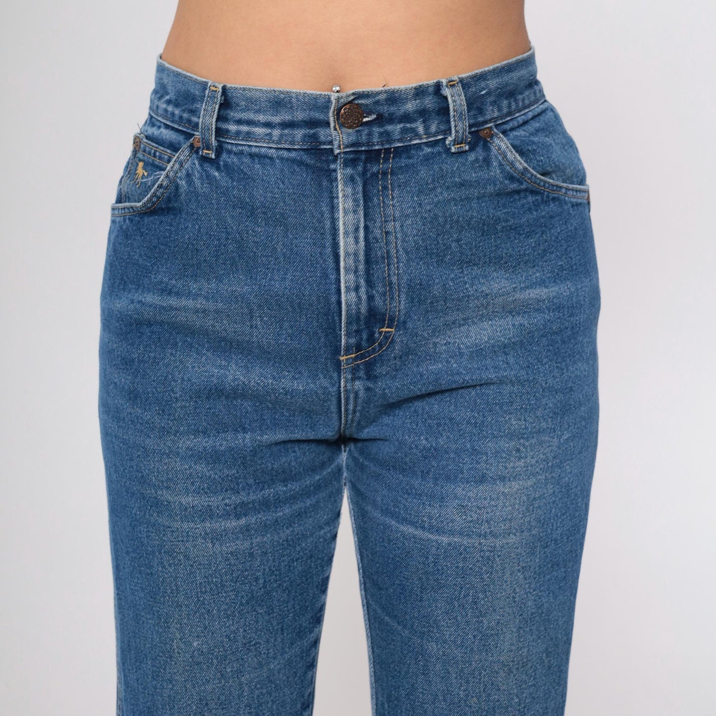 80s Sears High Waist Straight Leg Blue Jeans Unicorn Pocket Small