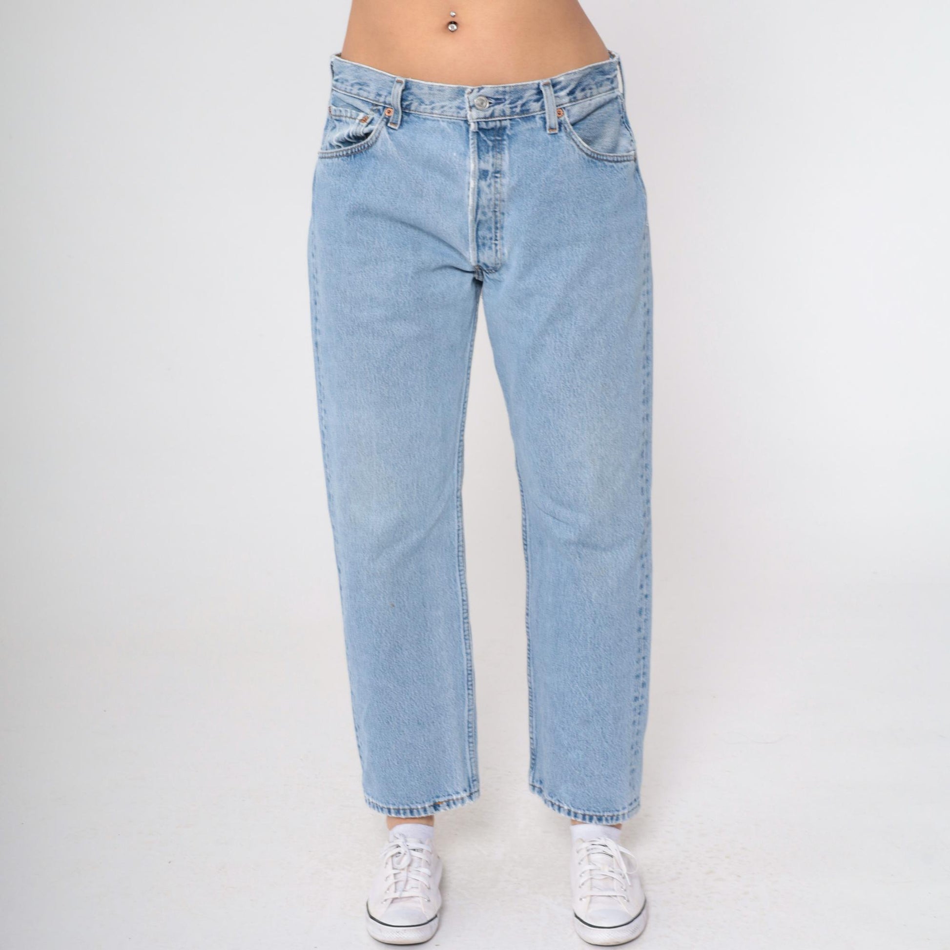 90s Levi's 501 Straight Leg Jeans High Rise Button Fly Blue Denim 36x29
