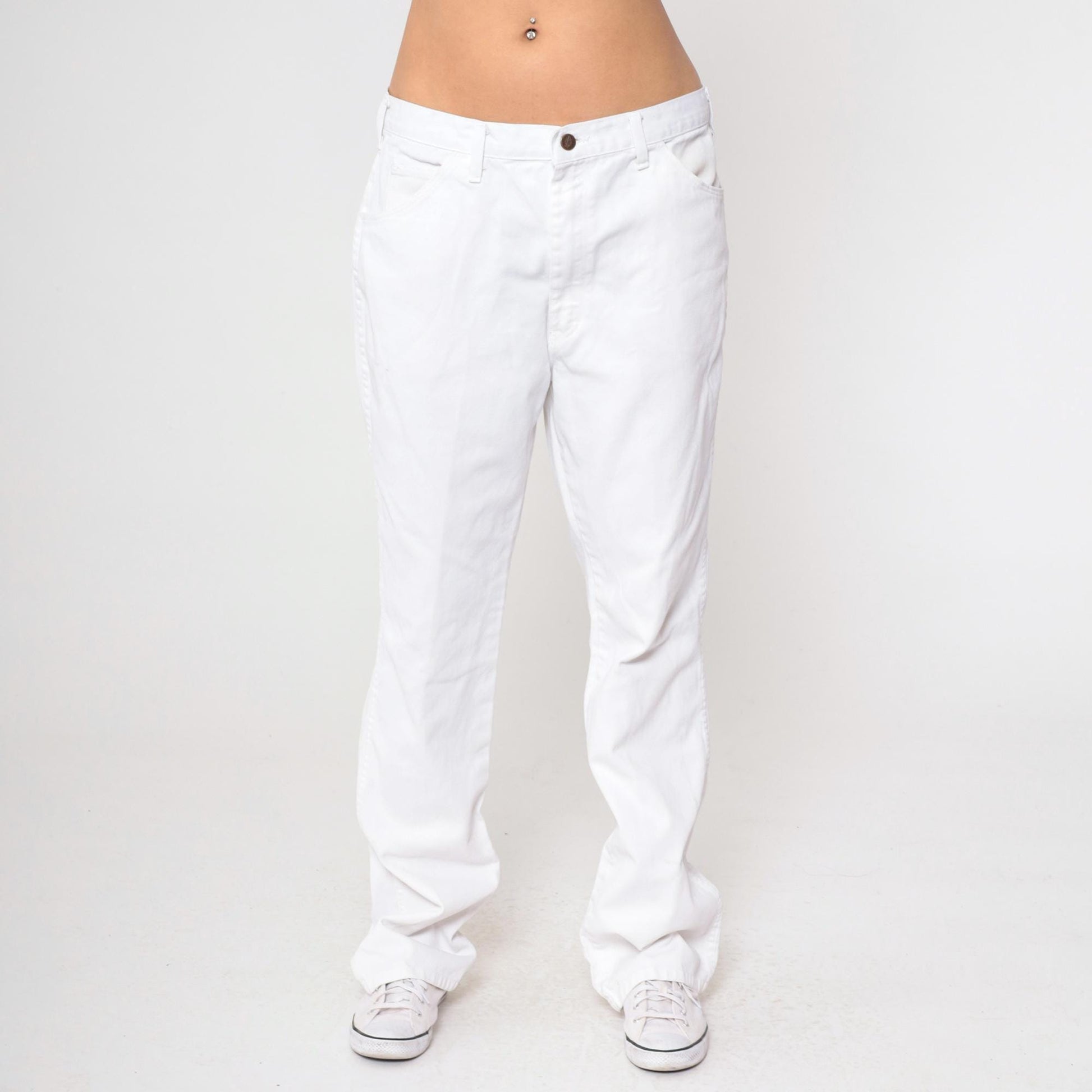 Dickies White Denim Jeans High Rise Straight Leg Y2K Workwear 35x34