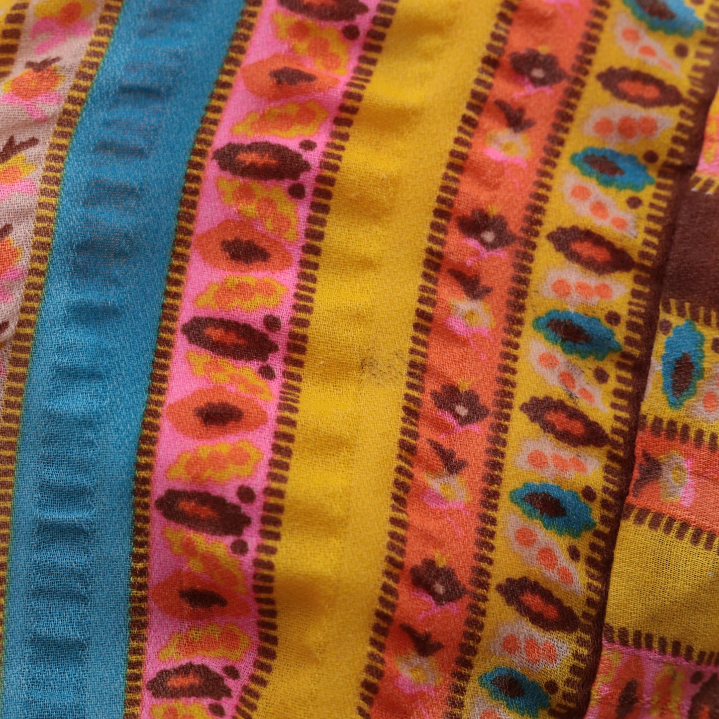 70s Lady Arrow Striped Maxi Skirt High Waist Floral Abstract Print Medium