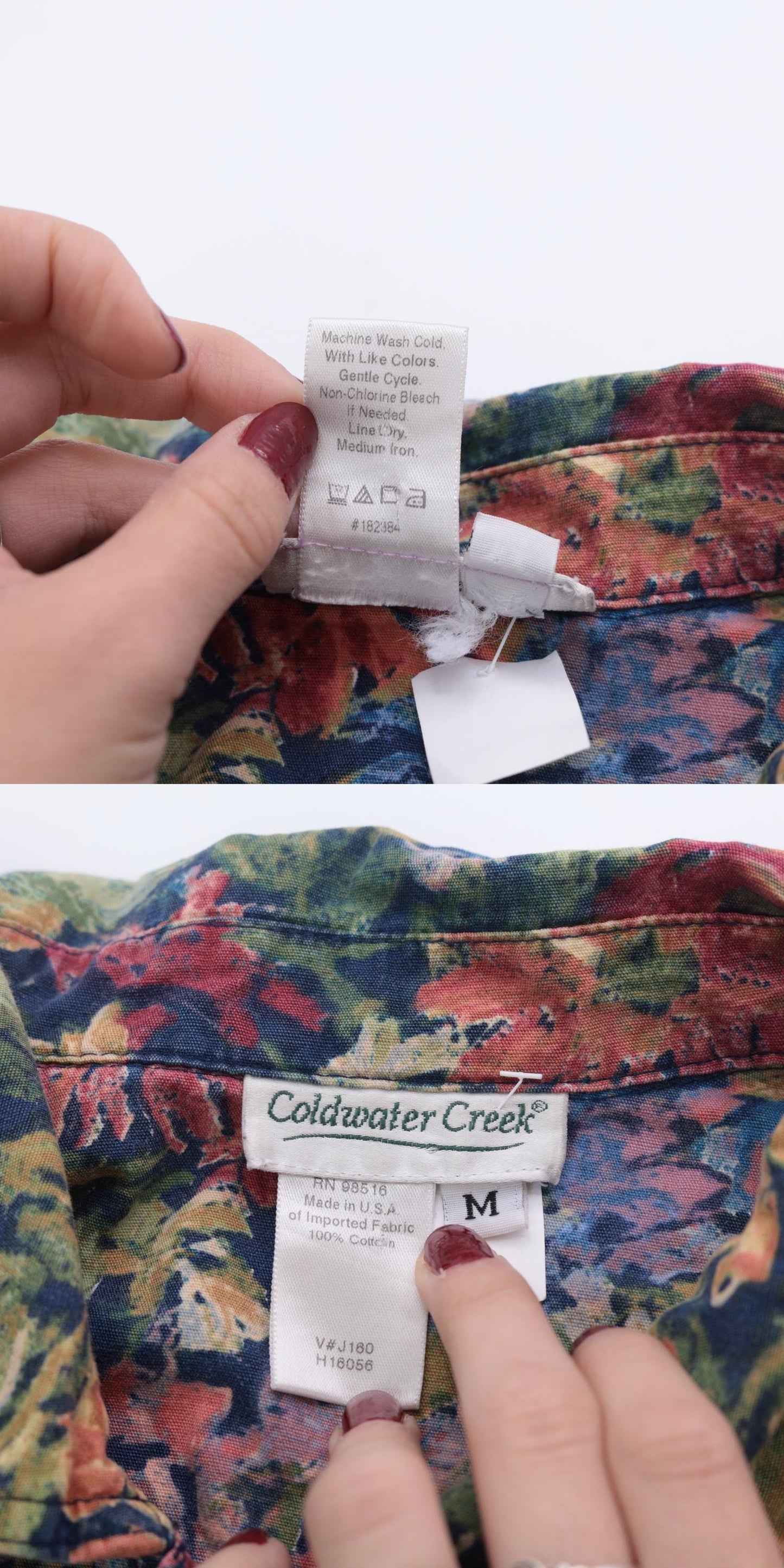 Y2K Coldwater Creek Floral Button-Up Blouse Long Sleeve Multicolor Print Medium