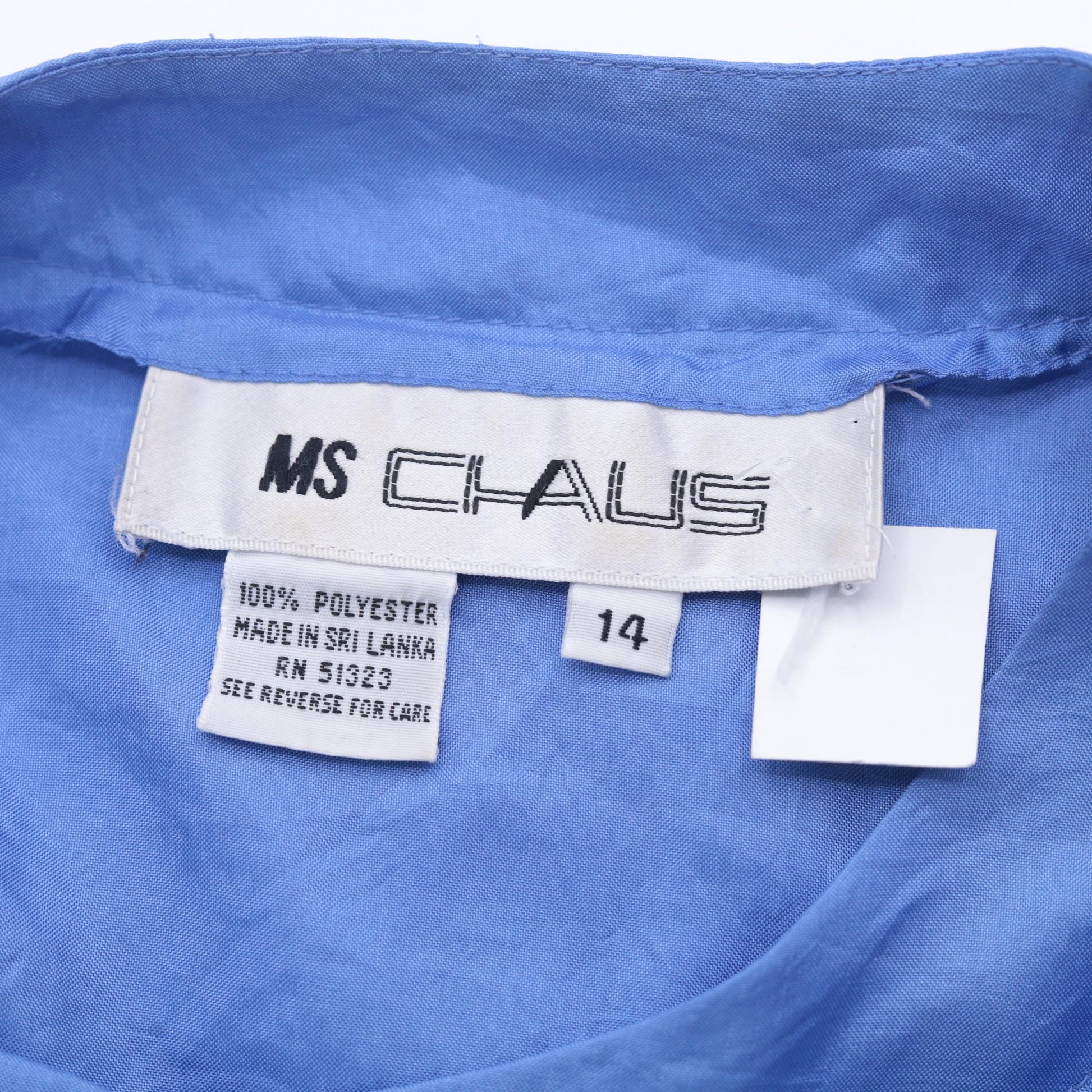 80s Ms Chaus Blue Shiny Midi Shirtdress High Waisted Button Up Medium Large