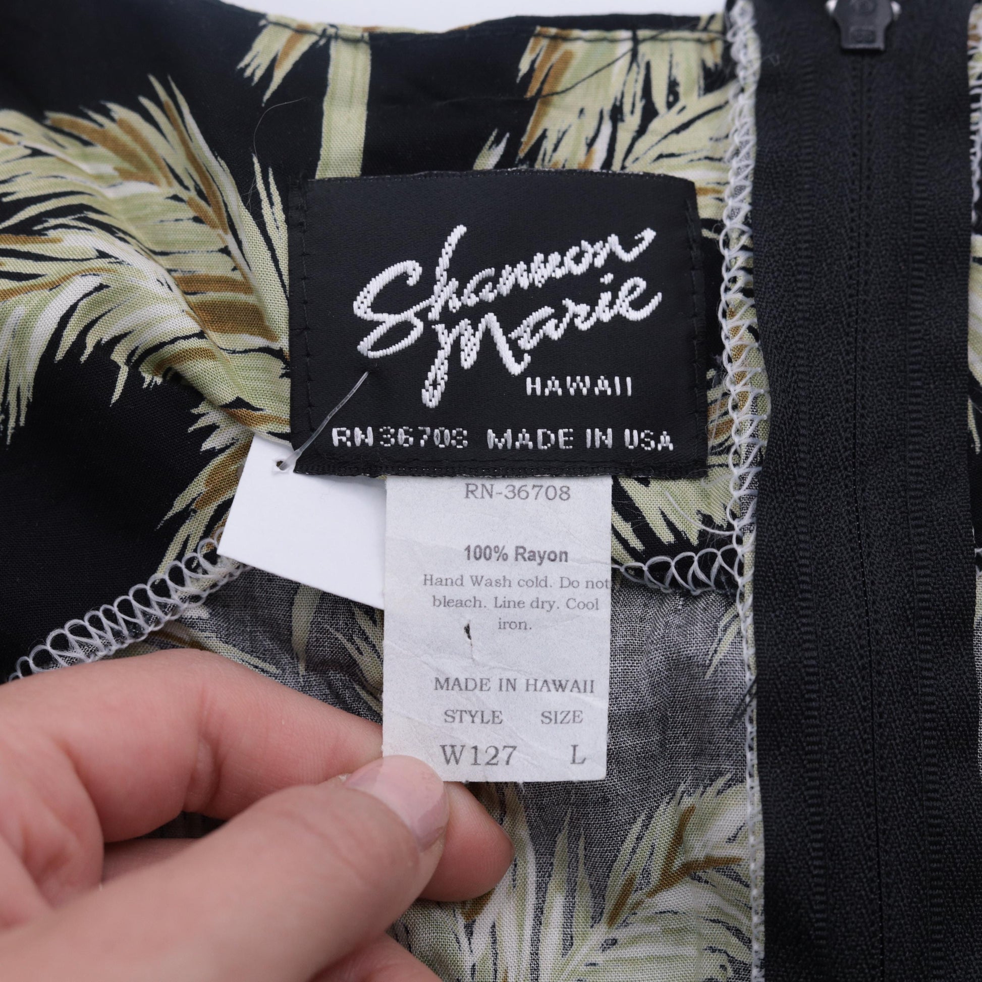 90s Hawaiian Palm Tree Mini Dress Sleeveless Sheath Black Green Medium