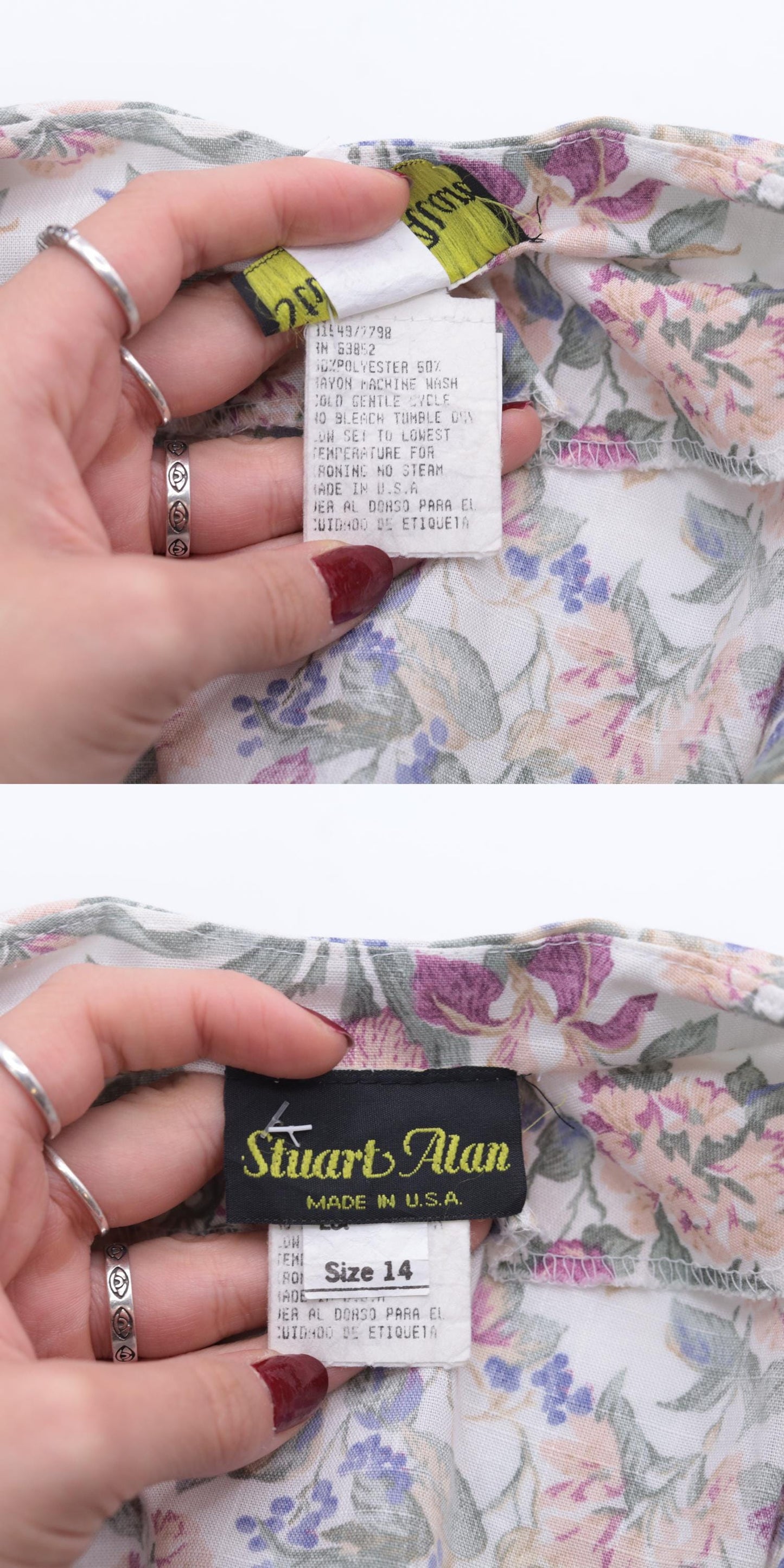 90s White Floral Print Button-Up Shirtdress Elastic Waist Mini Medium Large
