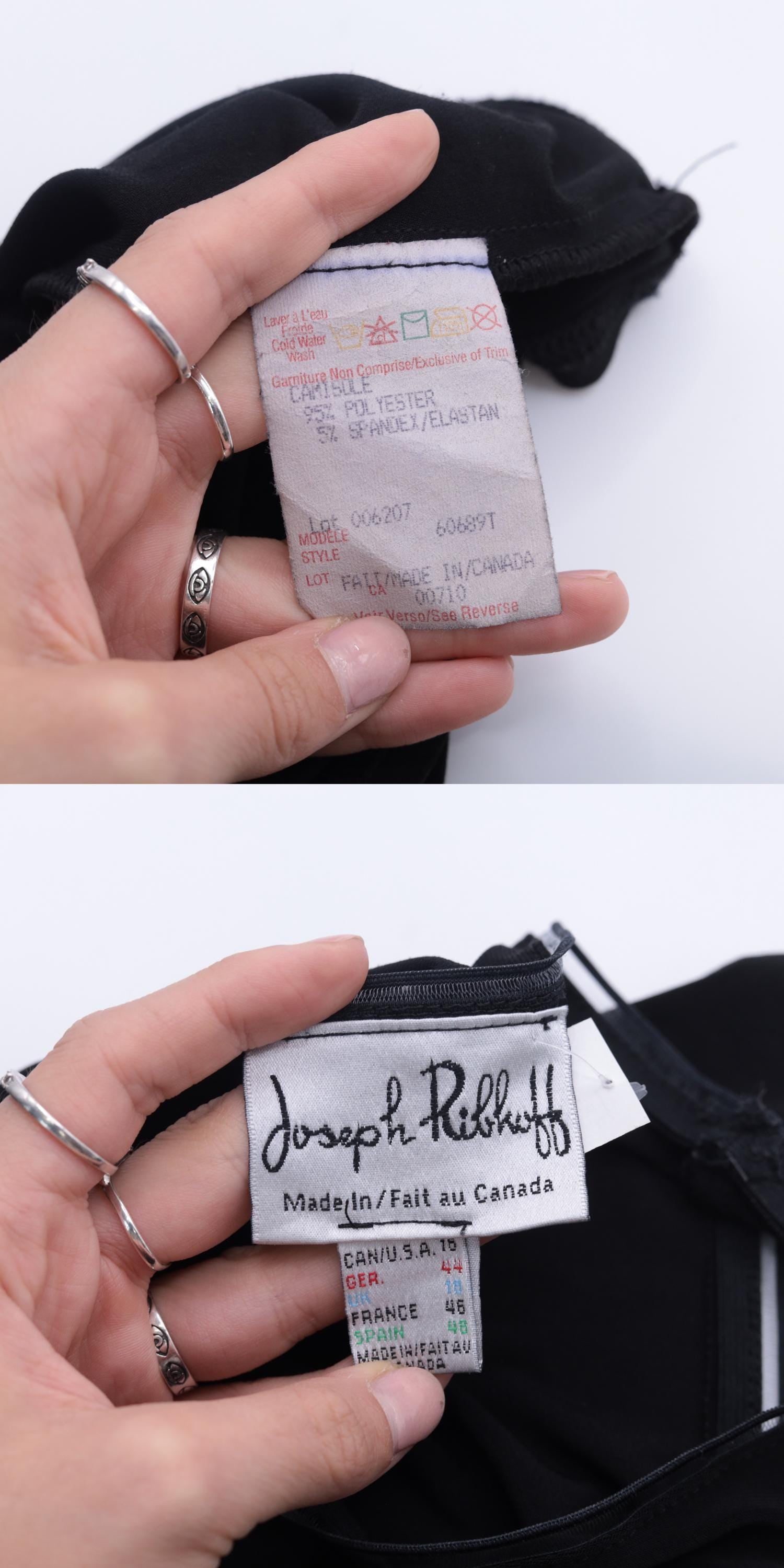 90s Joseph Ribkoff Black Camisole Tank Top Sheer Trim Size 16