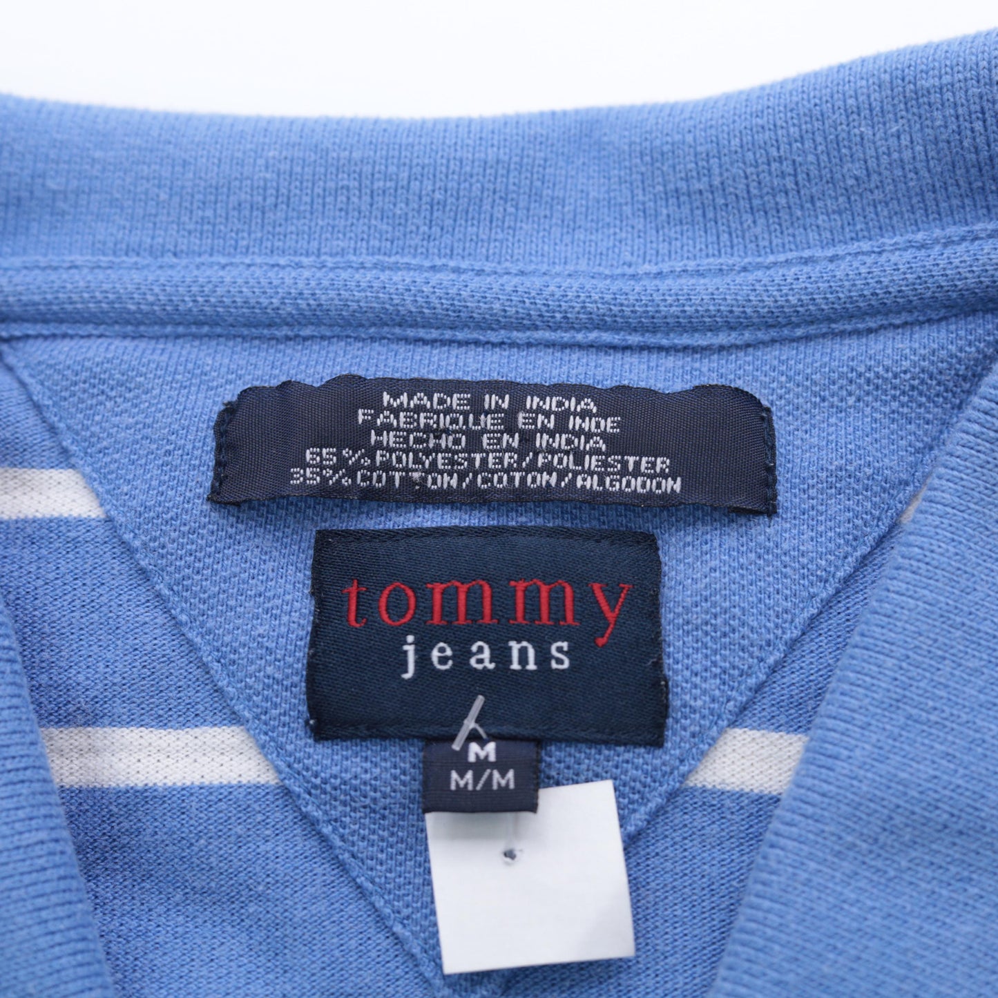 Y2K Tommy Jeans Striped Tank Top Blue White Collared V-Neck Small