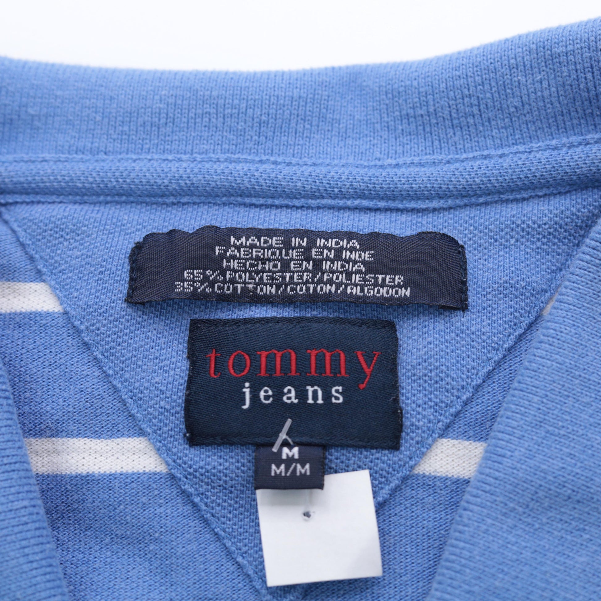Y2K Tommy Jeans Striped Tank Top Blue White Collared V-Neck Small