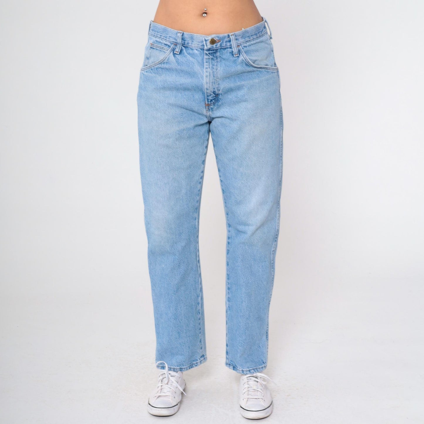 90s High Rise Straight Leg Jeans Faded Blue Denim Men's Medium