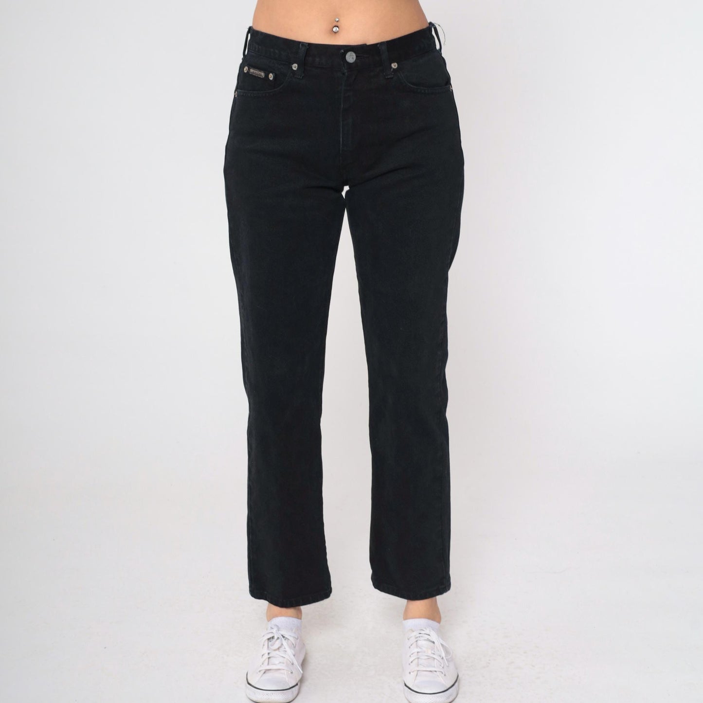 90s Calvin Klein Black High-Waist Straight Leg Denim Jeans Medium 7