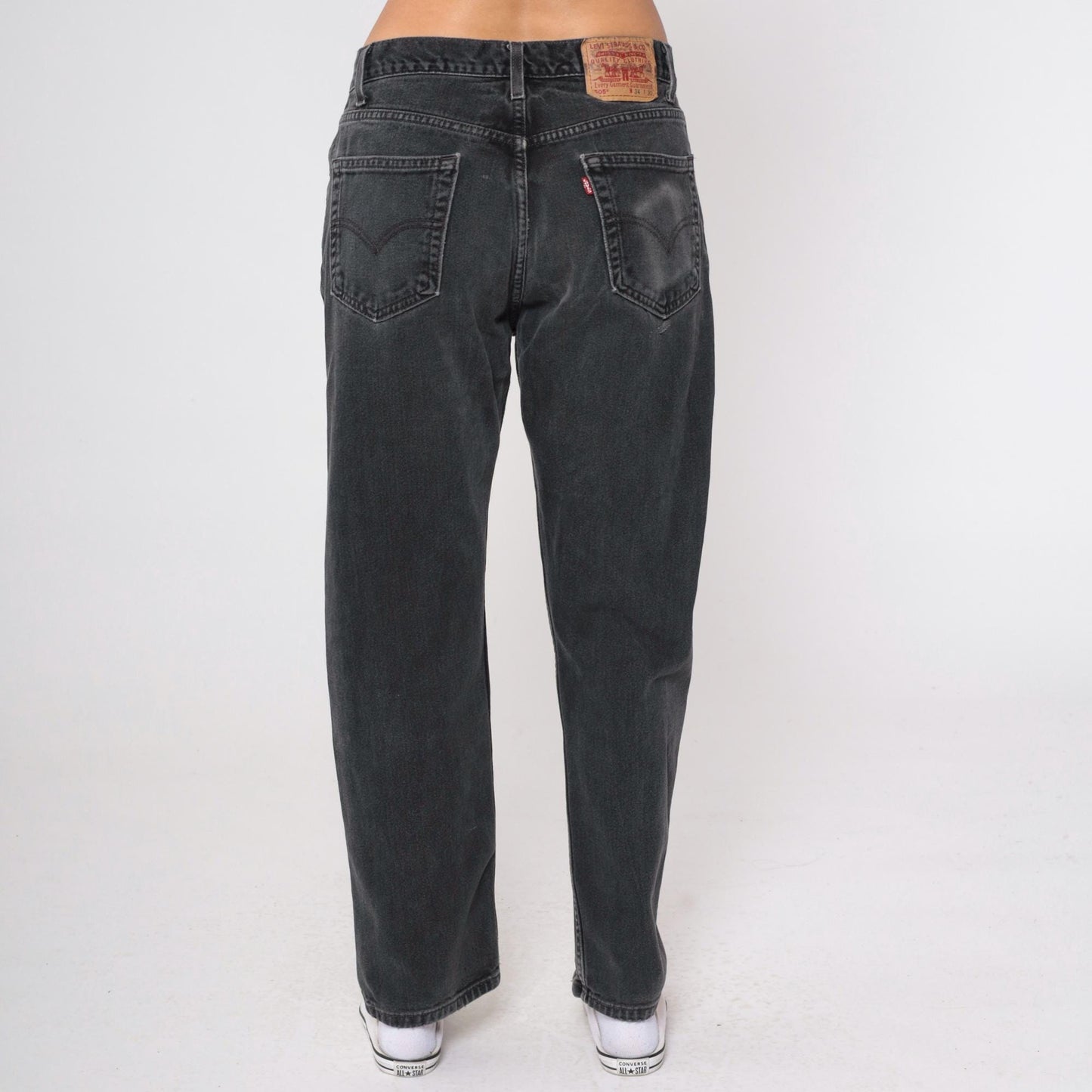 90s Levi's 505 Black Denim Jeans High Rise Straight Leg 34x30