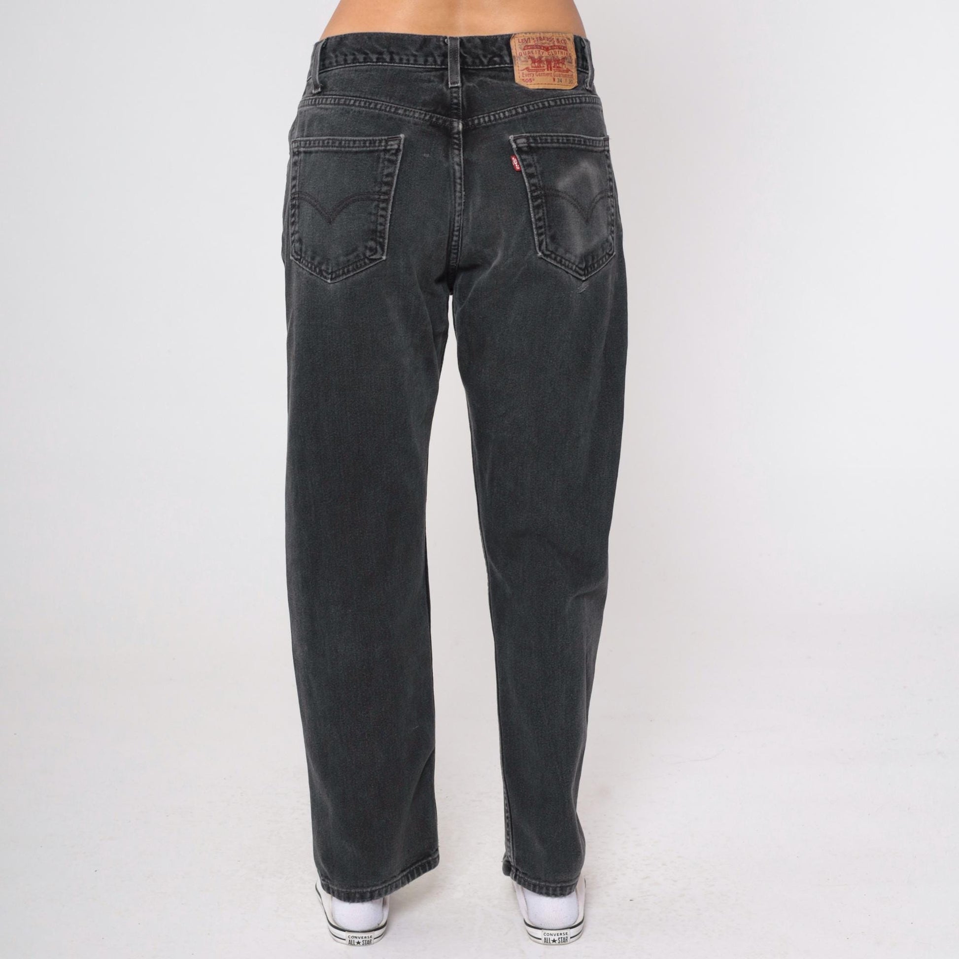90s Levi's 505 Black Denim Jeans High Rise Straight Leg 34x30
