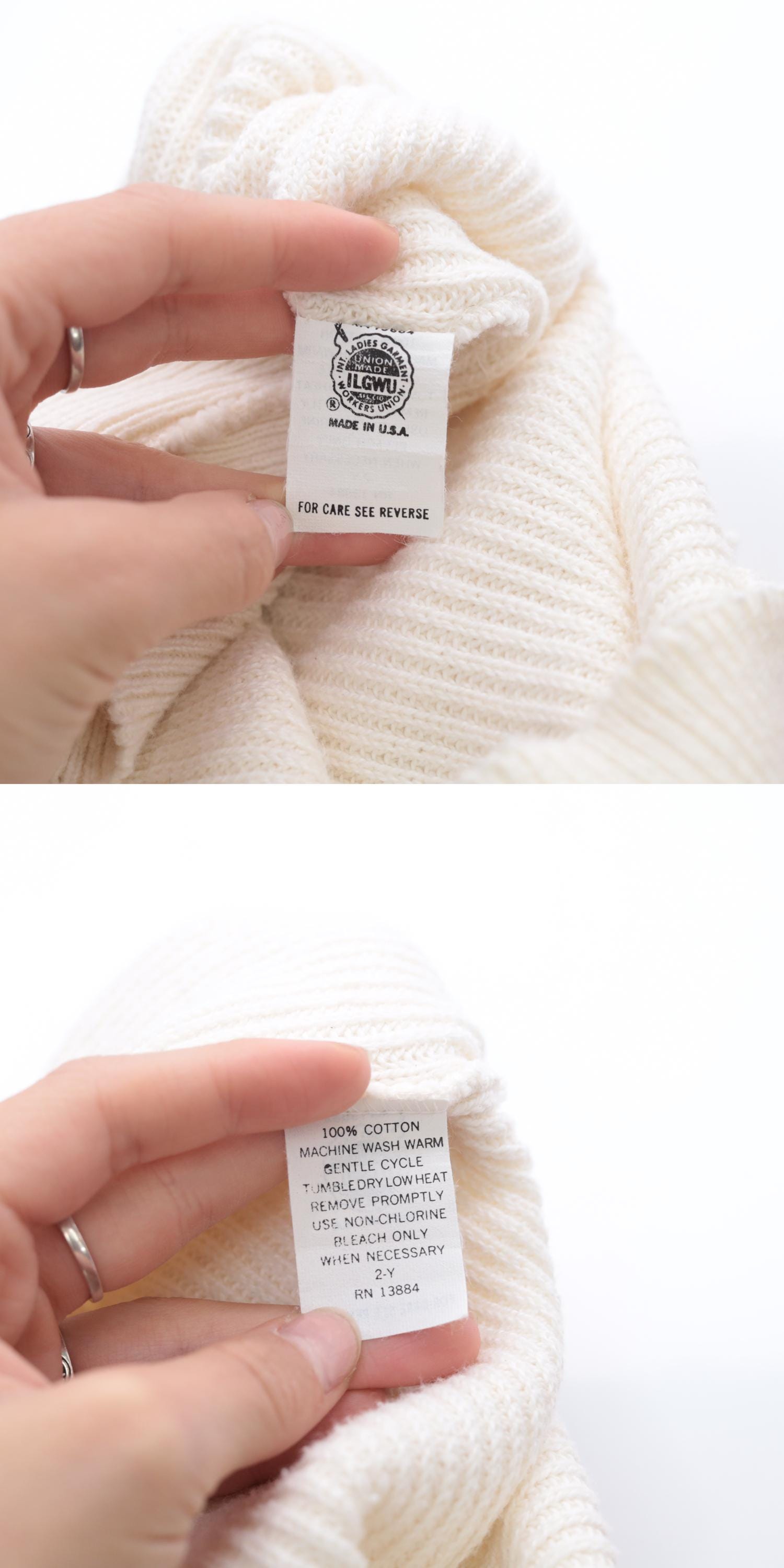 90s St. John's Bay Henley Sweater Cream Cotton Knit Medium