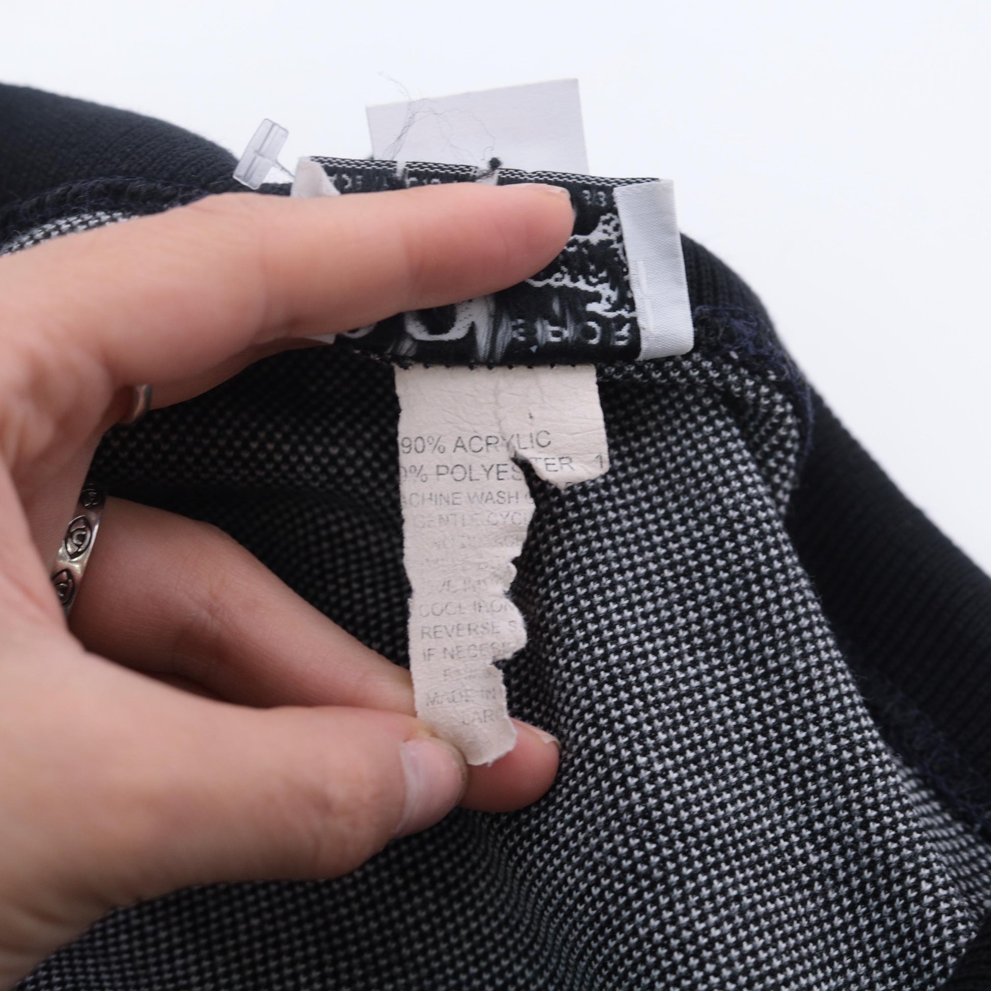 90s C.P. Sport Geometric Knit Polo Sweater Grey Black White Medium